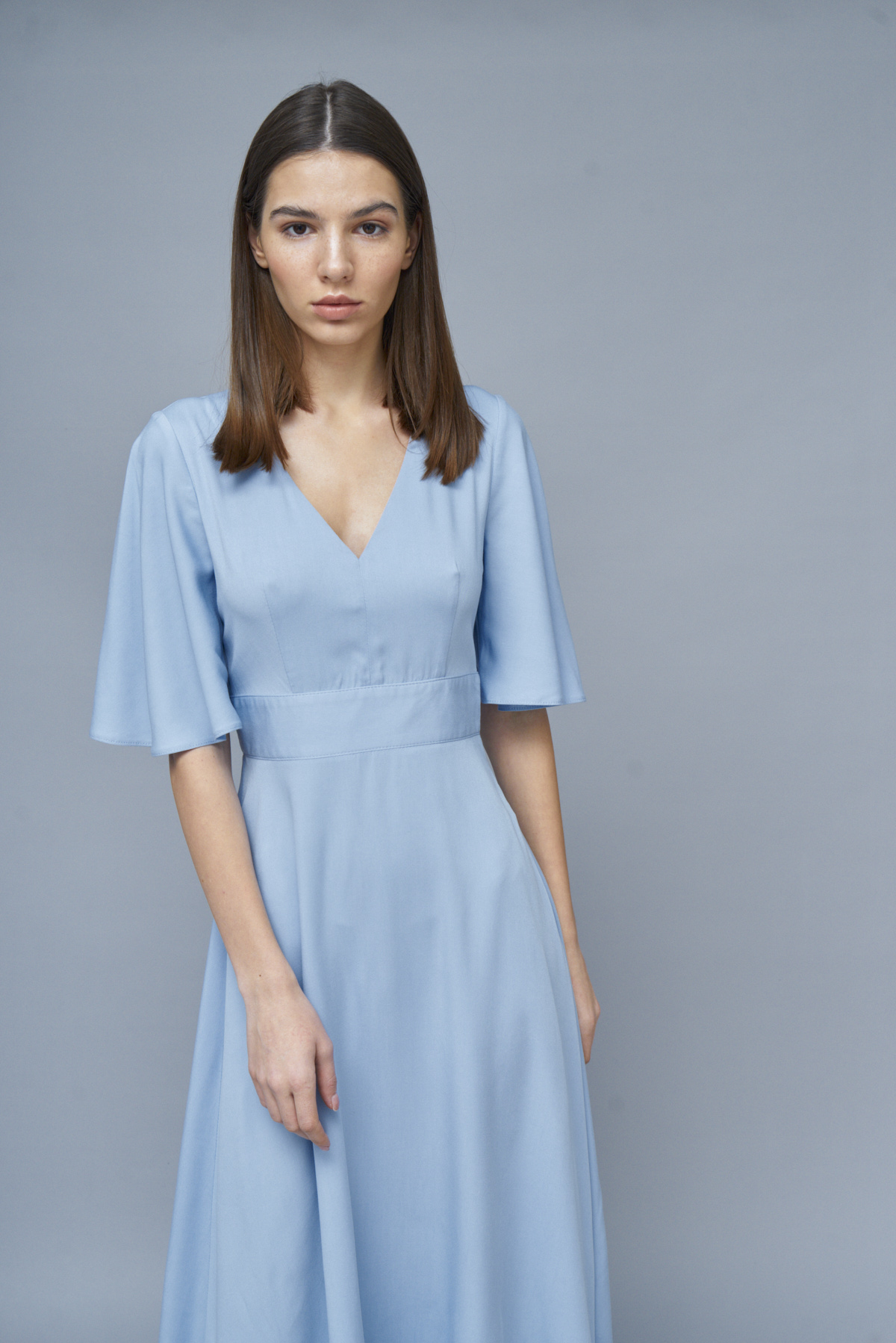 Blue fitted viscose dress, photo 4