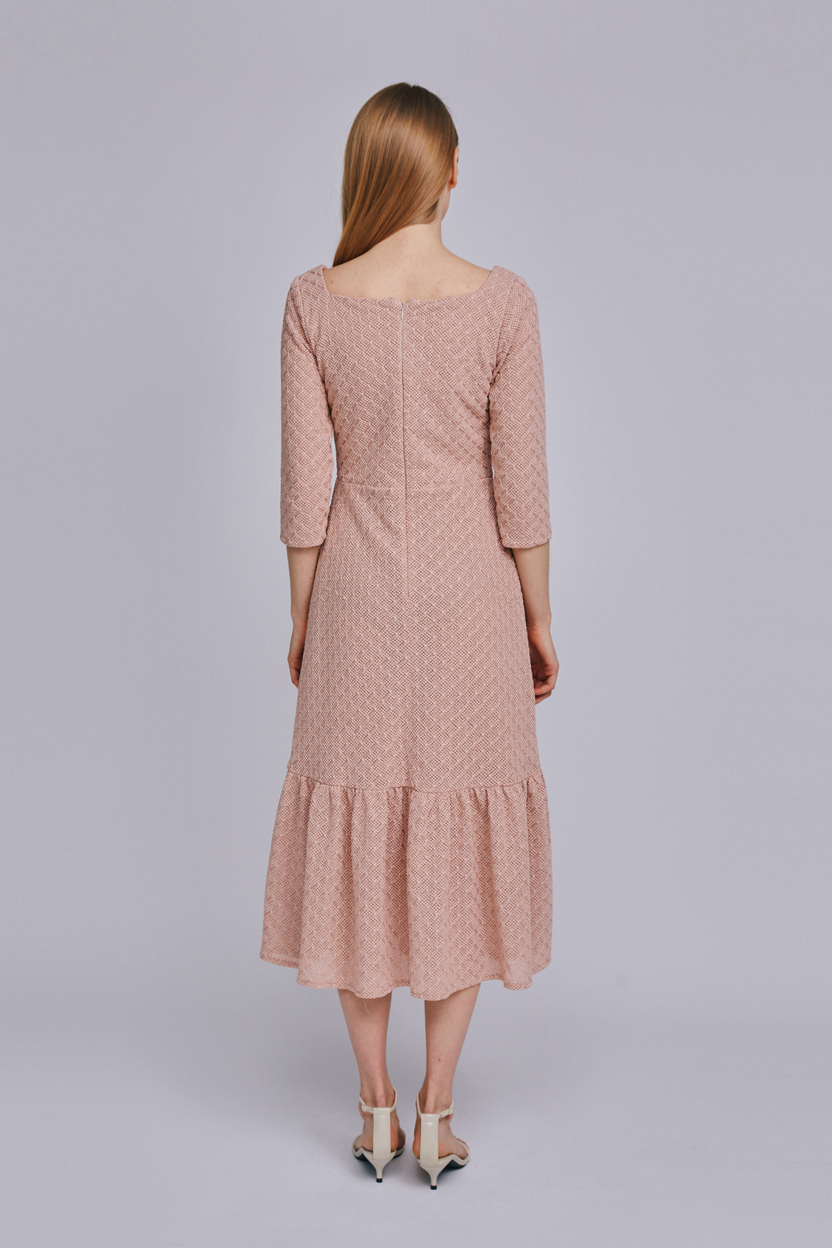Сукня міді з корсетним верхом пудрового кольору , фото 6