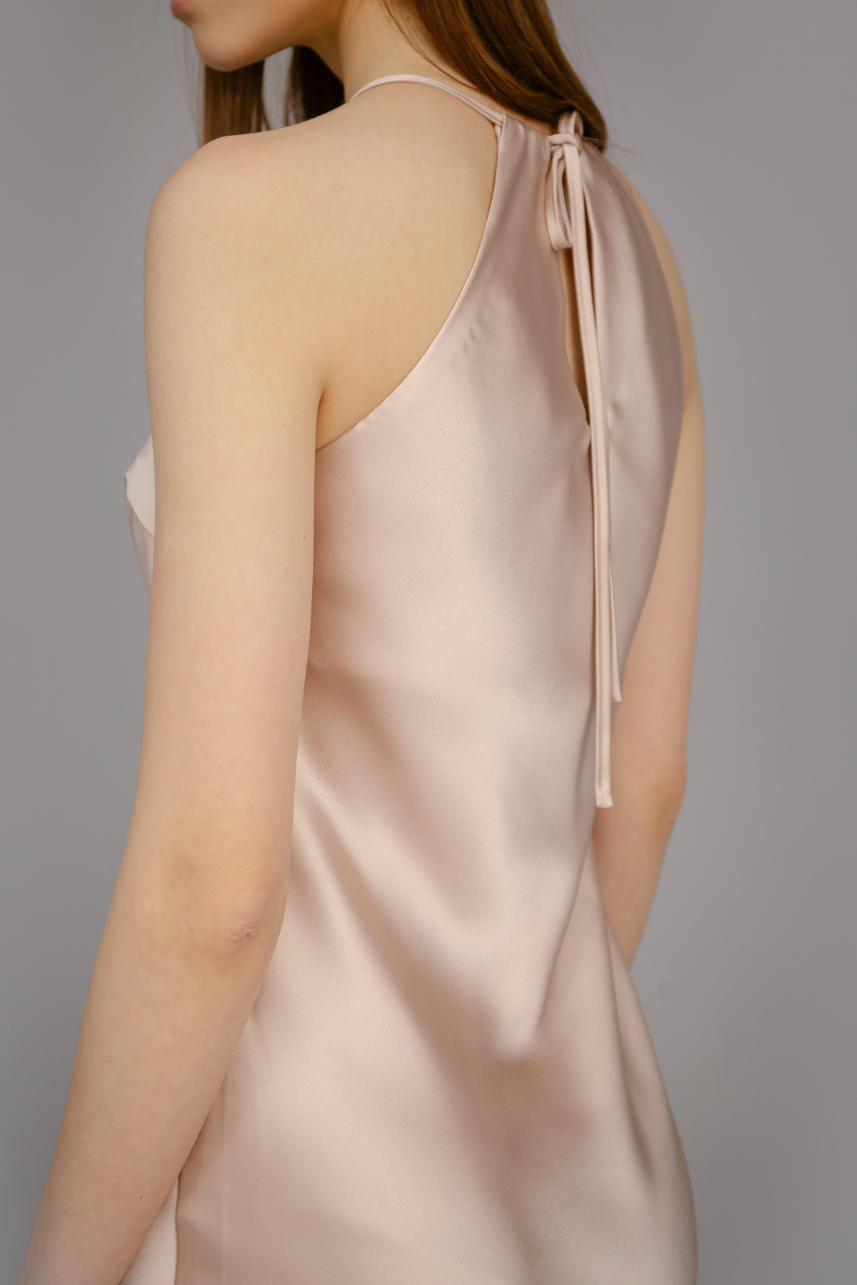 Сукня-комбінація зі щільного сатину пудрового кольору, фото 7
