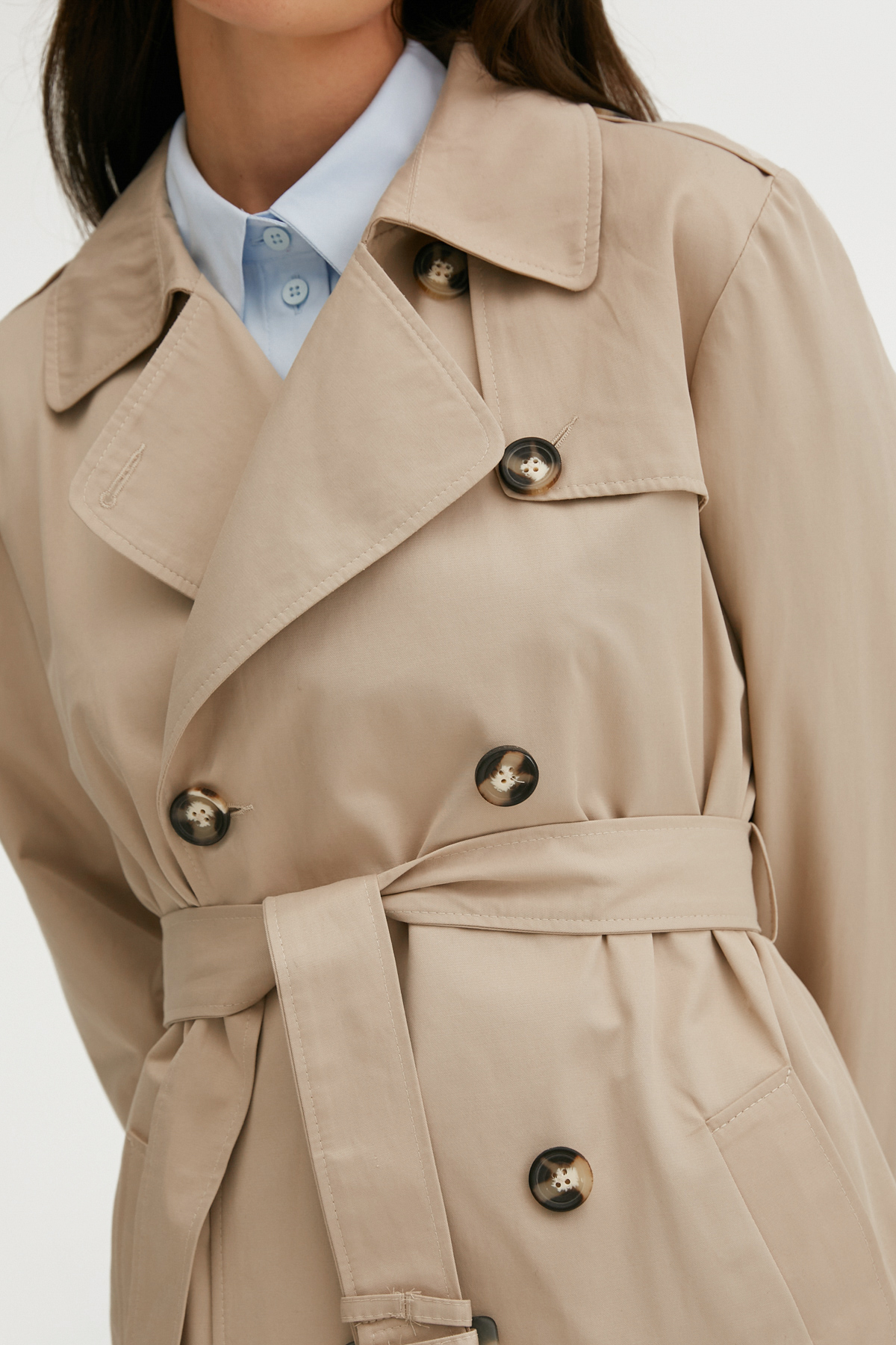 Beige short trench coat, photo 6