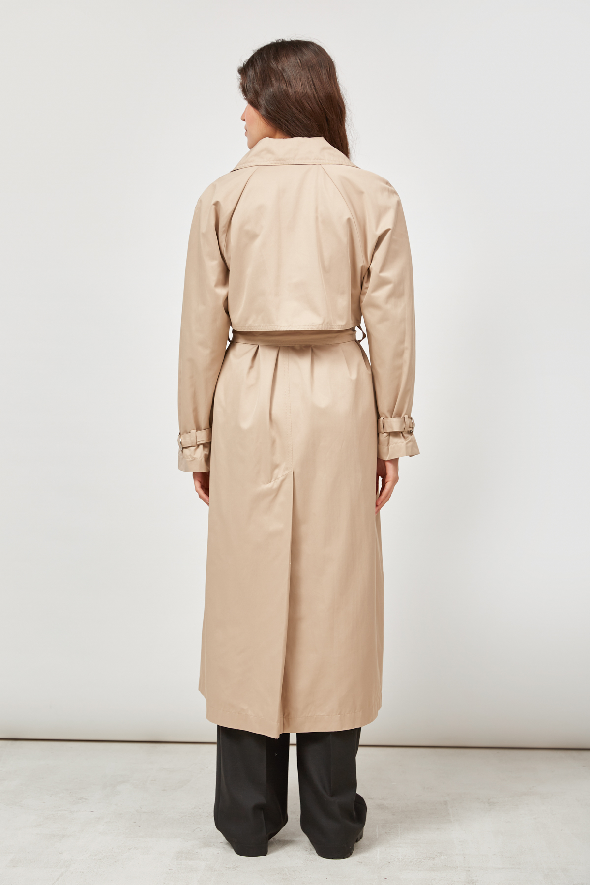 Beige elongated trench coat free silhouette, photo 4