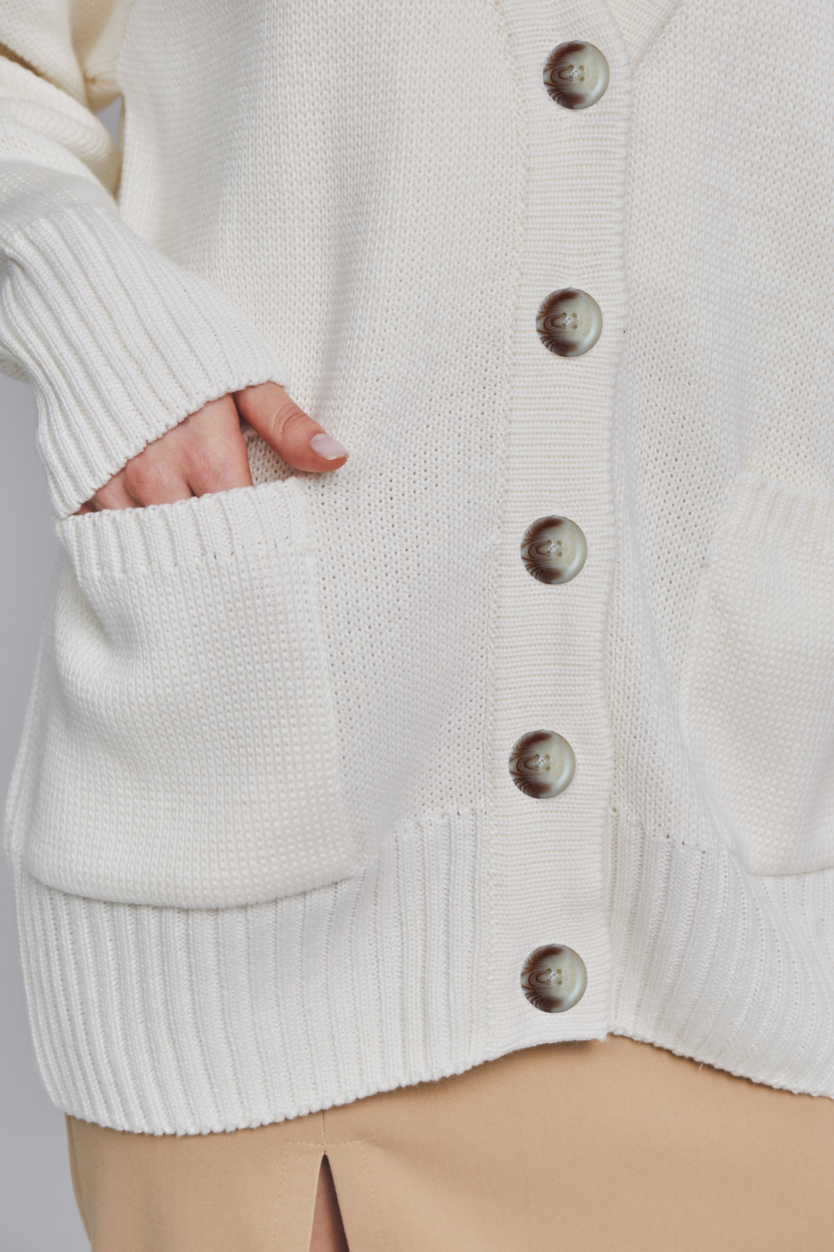 Knitted  free cut milk color cardigan , photo 5