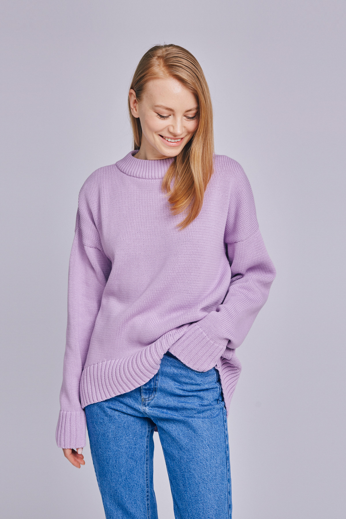 Purple knitted cotton sweater, photo 1