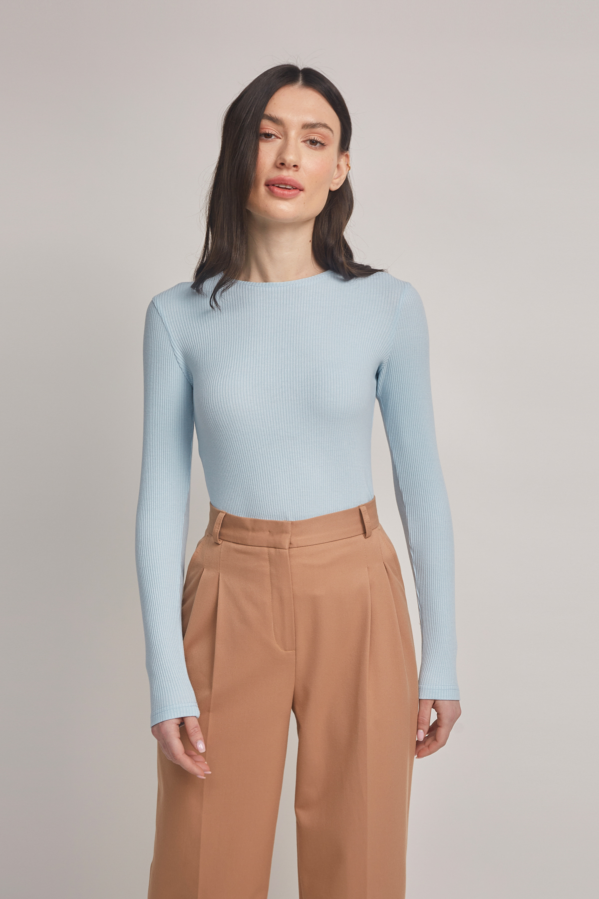 Blue sweater with oval neckline , photo 1