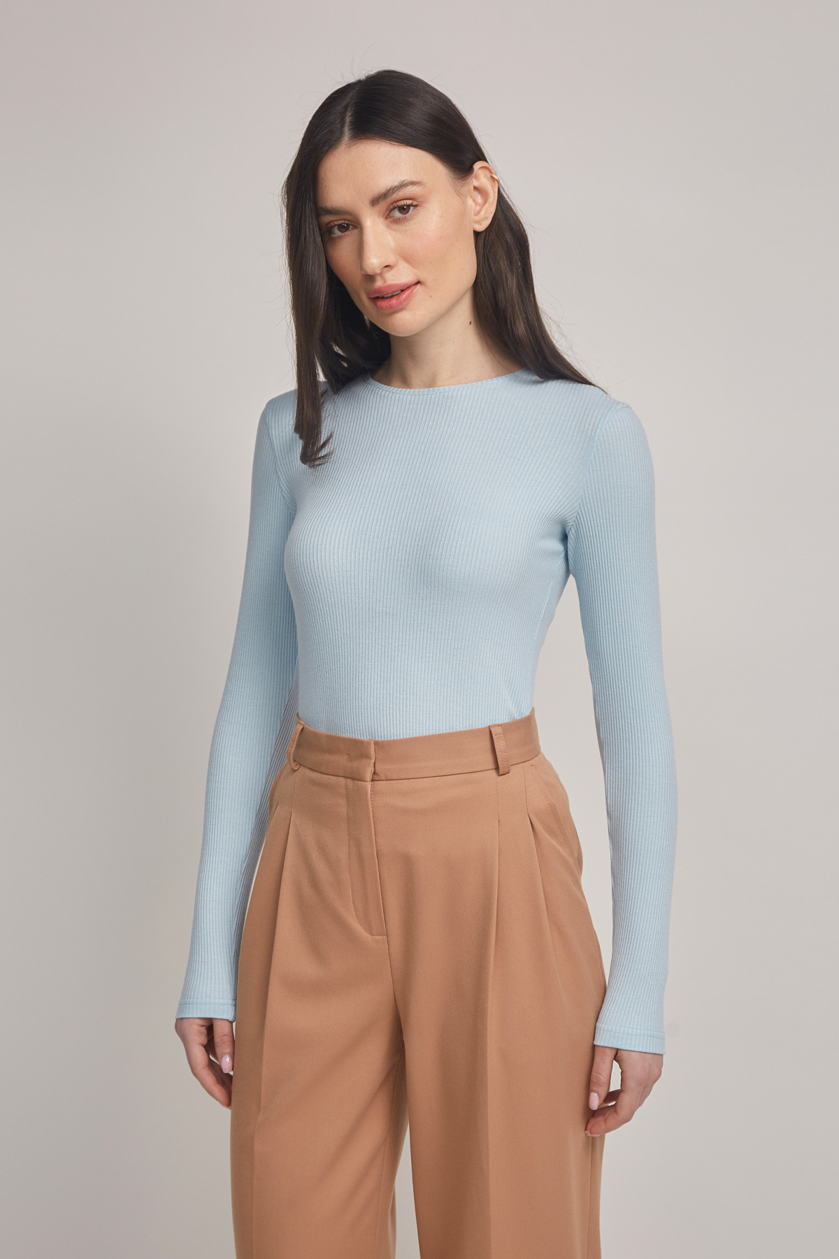 Blue sweater with oval neckline , photo 2