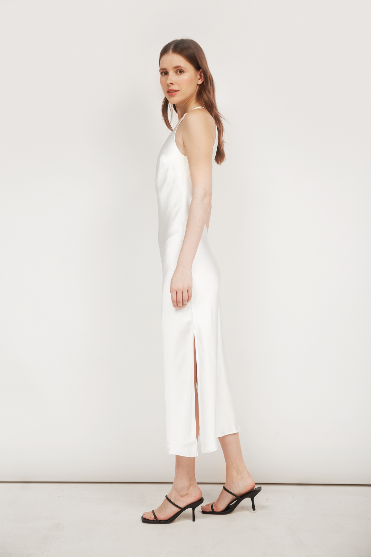 Сукня-комбінація білого кольору зі щільного сатину, фото 2