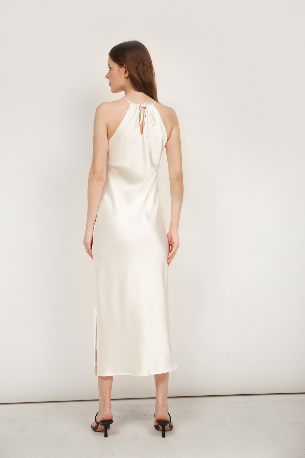 Сукня-комбінація білого кольору зі щільного сатину, фото 4