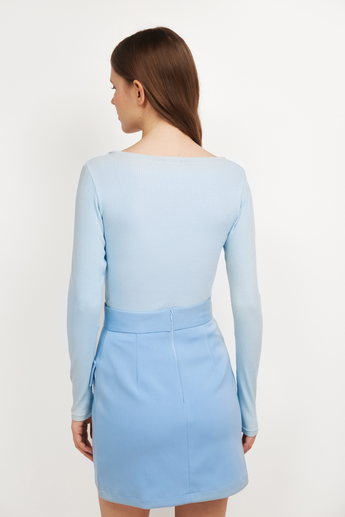 Blue sweater with square neckline, photo 4