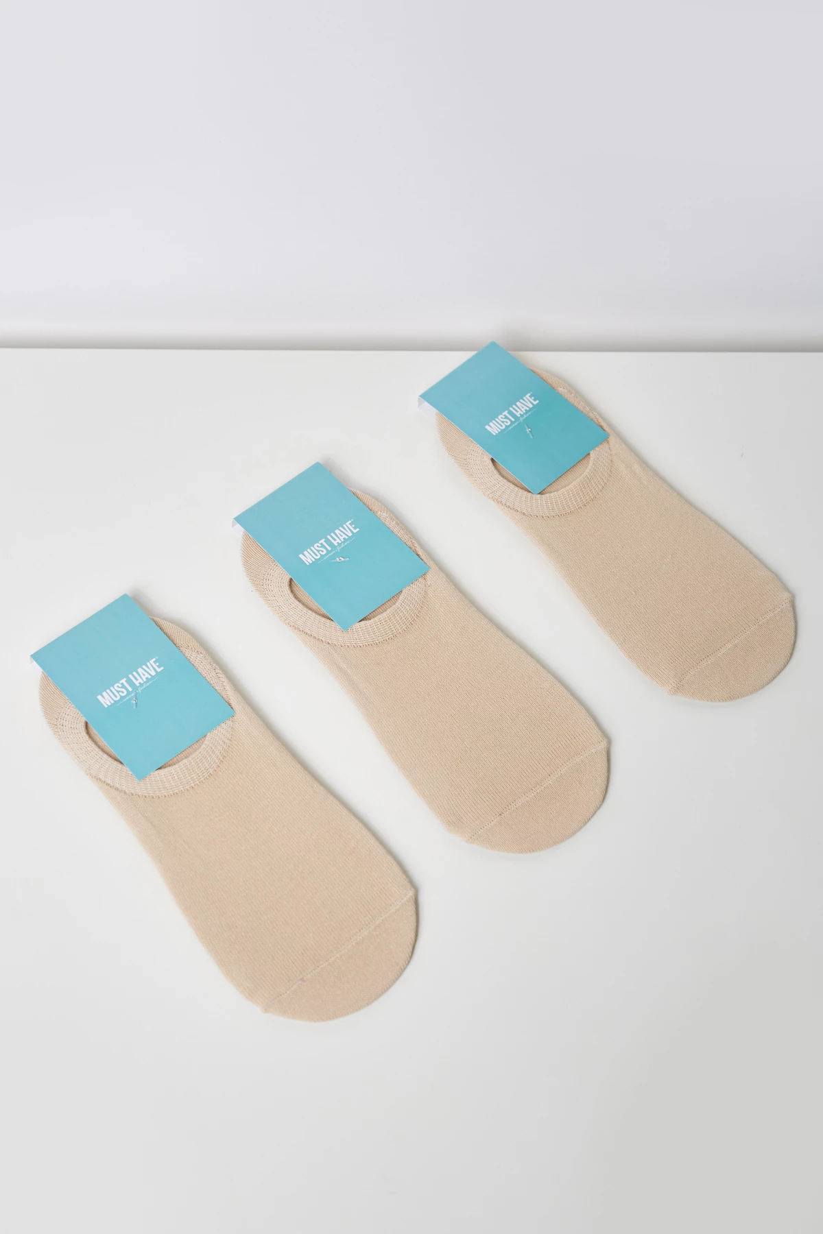 Низькі шкарпетки бежевого кольору з бавовни, фото 3