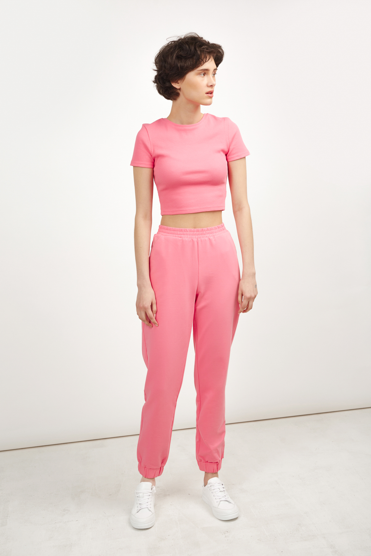 Трикотажні брюки-джогери рожевого кольору, фото 2