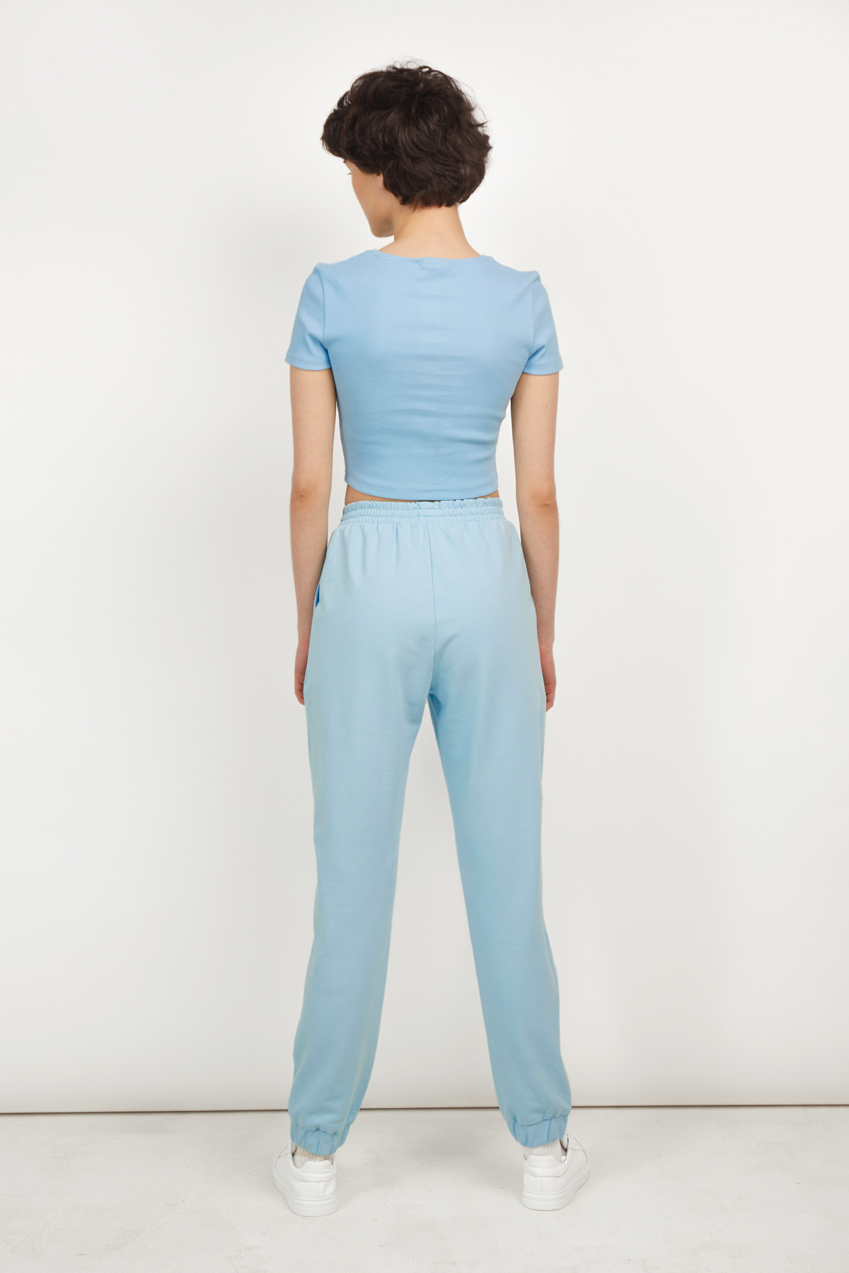 Трикотажні брюки-джогери блакитного кольору, фото 5