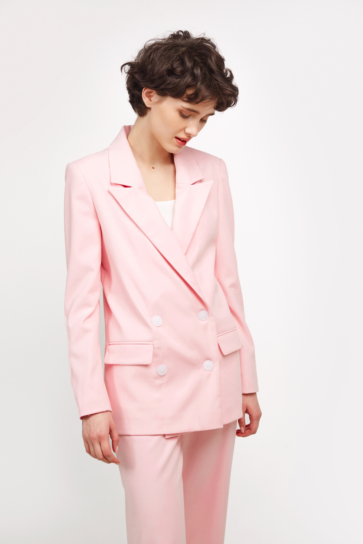 Pale pink double-breasted jacket, photo 1