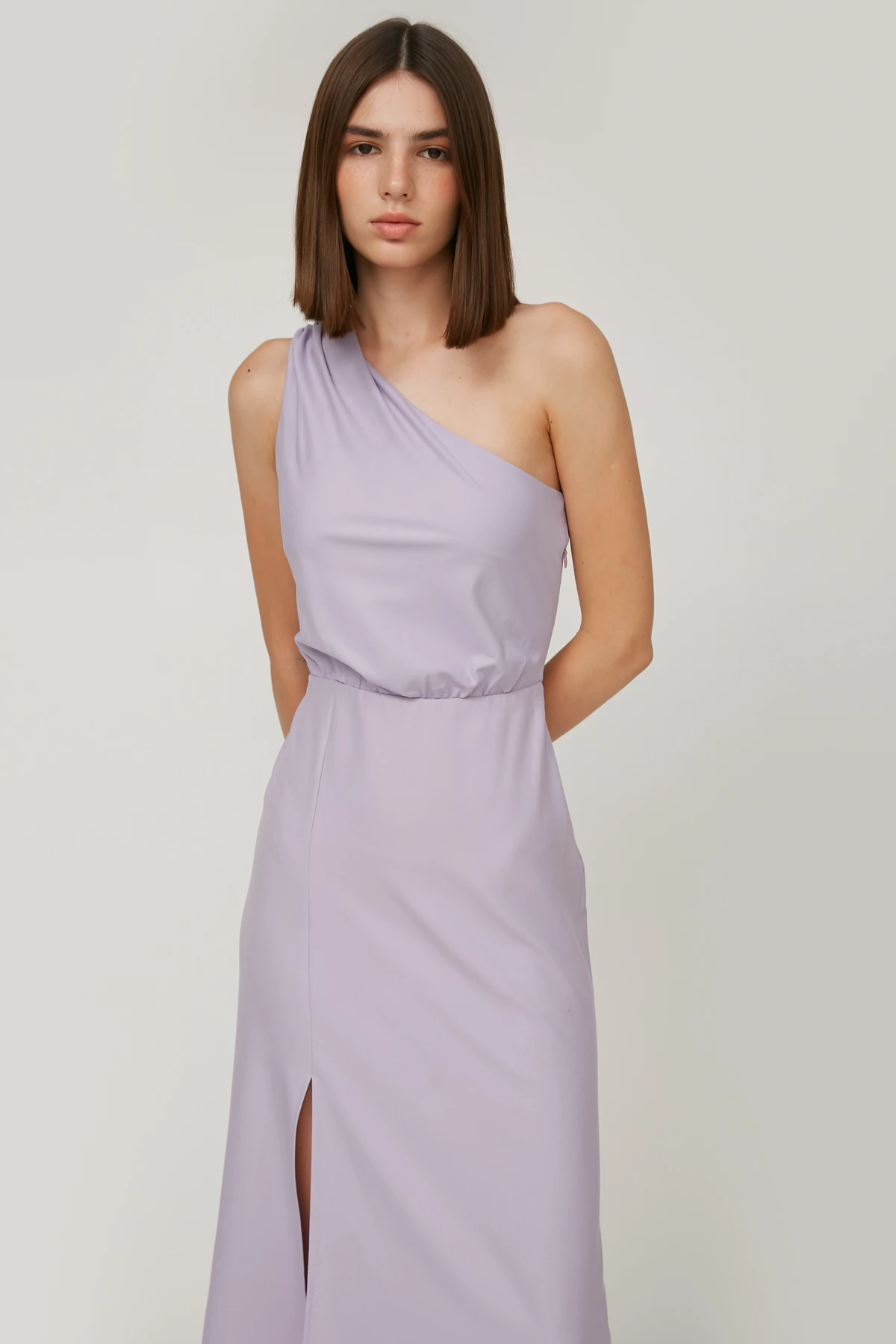 One shoulder lilac midi dress, photo 2