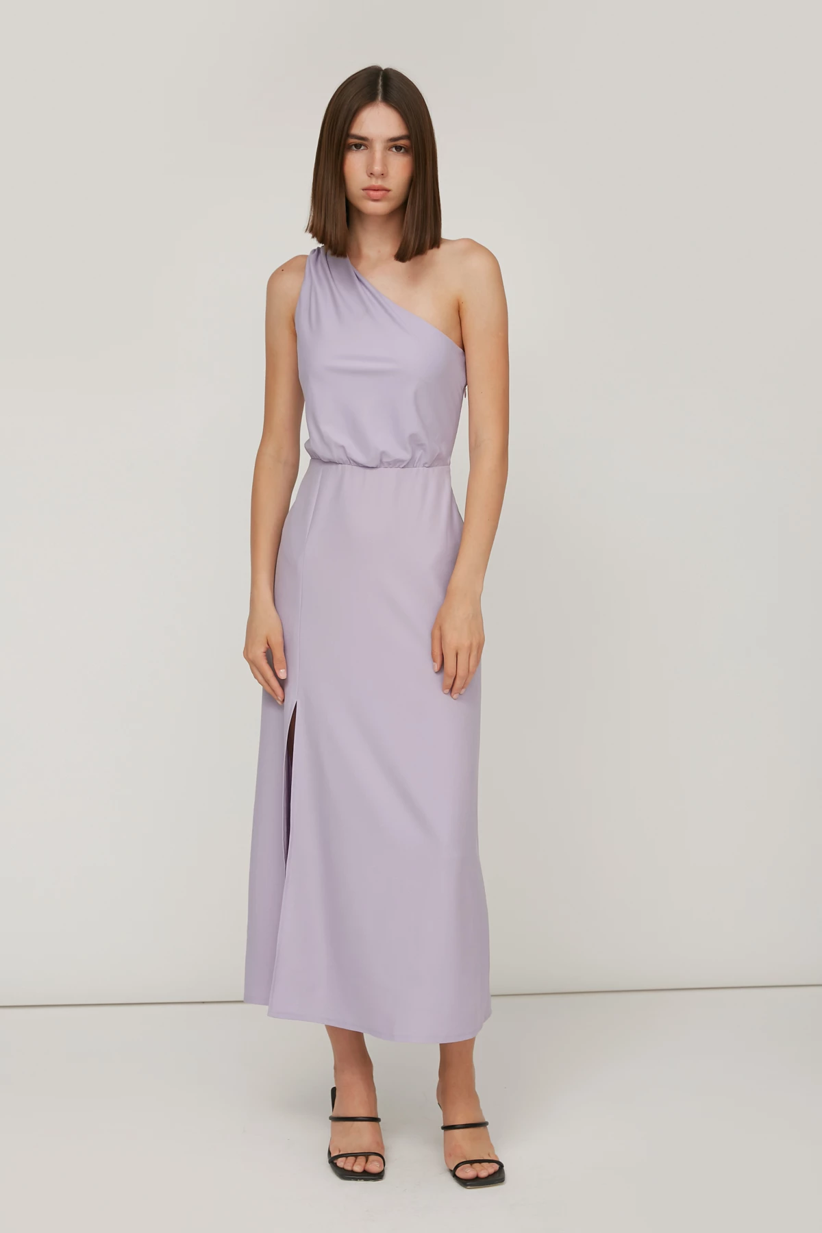 One shoulder lilac midi dress, photo 3