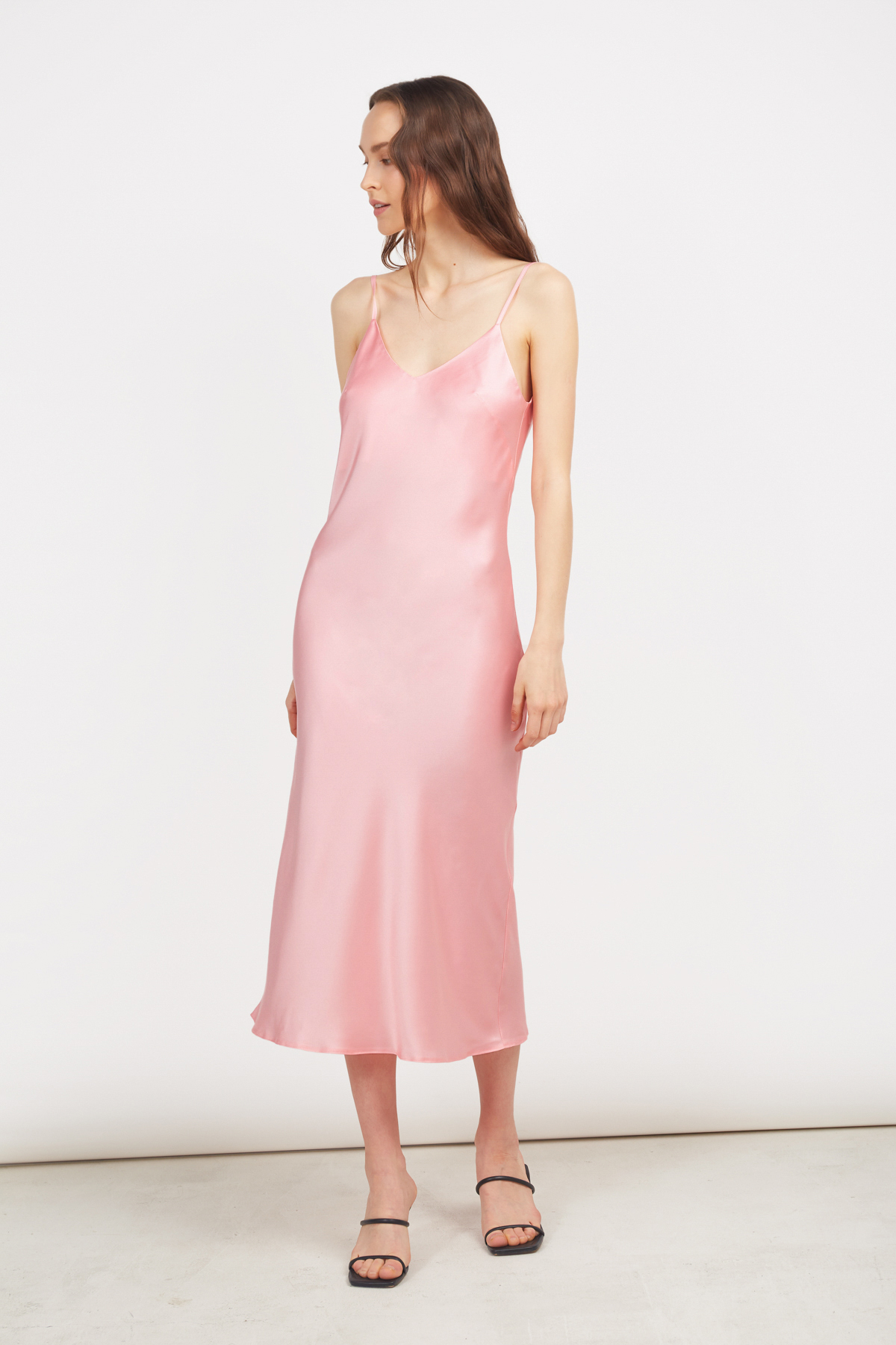 Pink slip dress with draped backline, photo 1