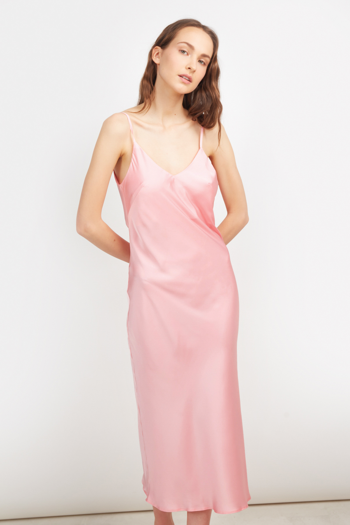 Pink slip dress with draped backline, photo 2