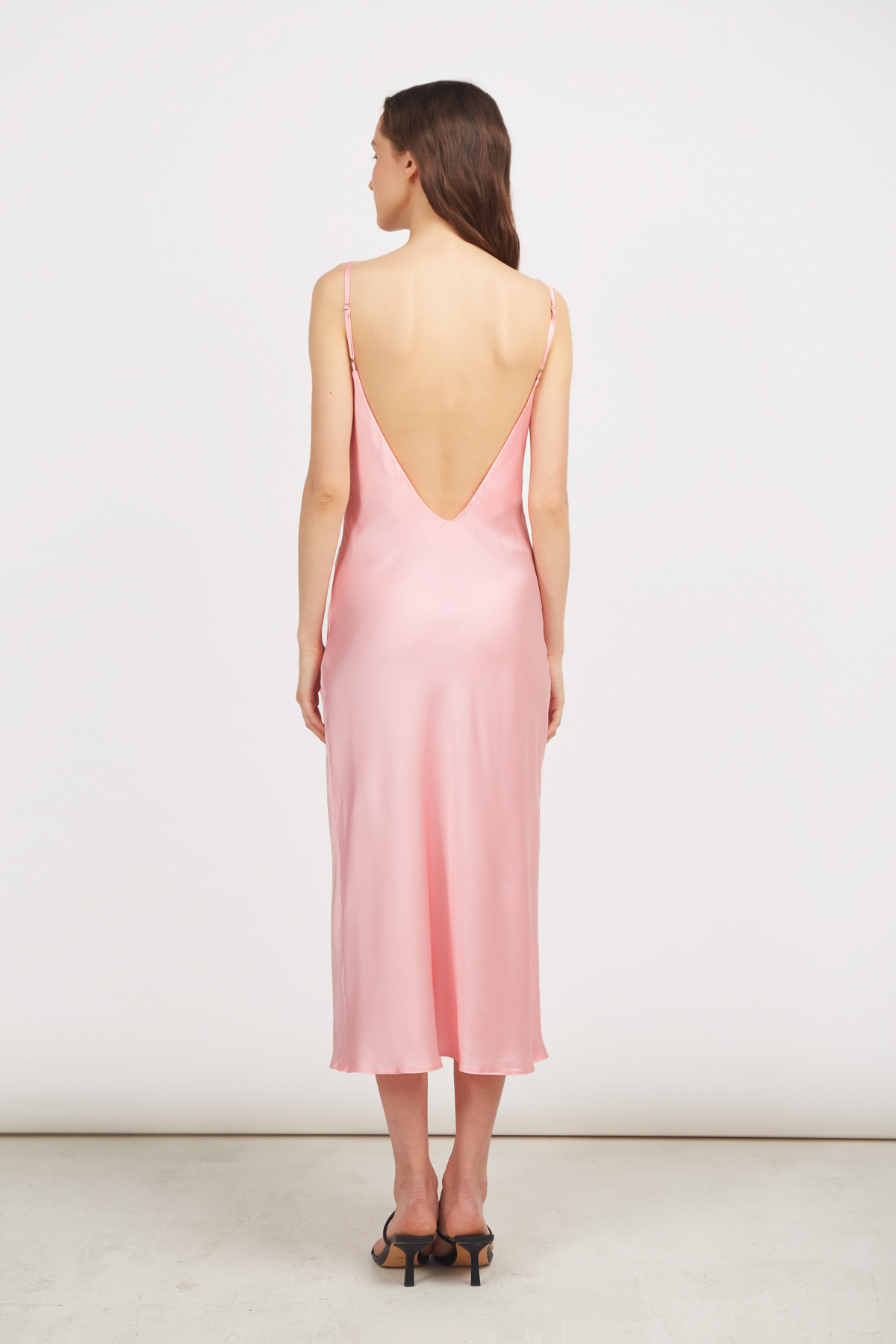 Pink slip dress with draped backline, photo 4