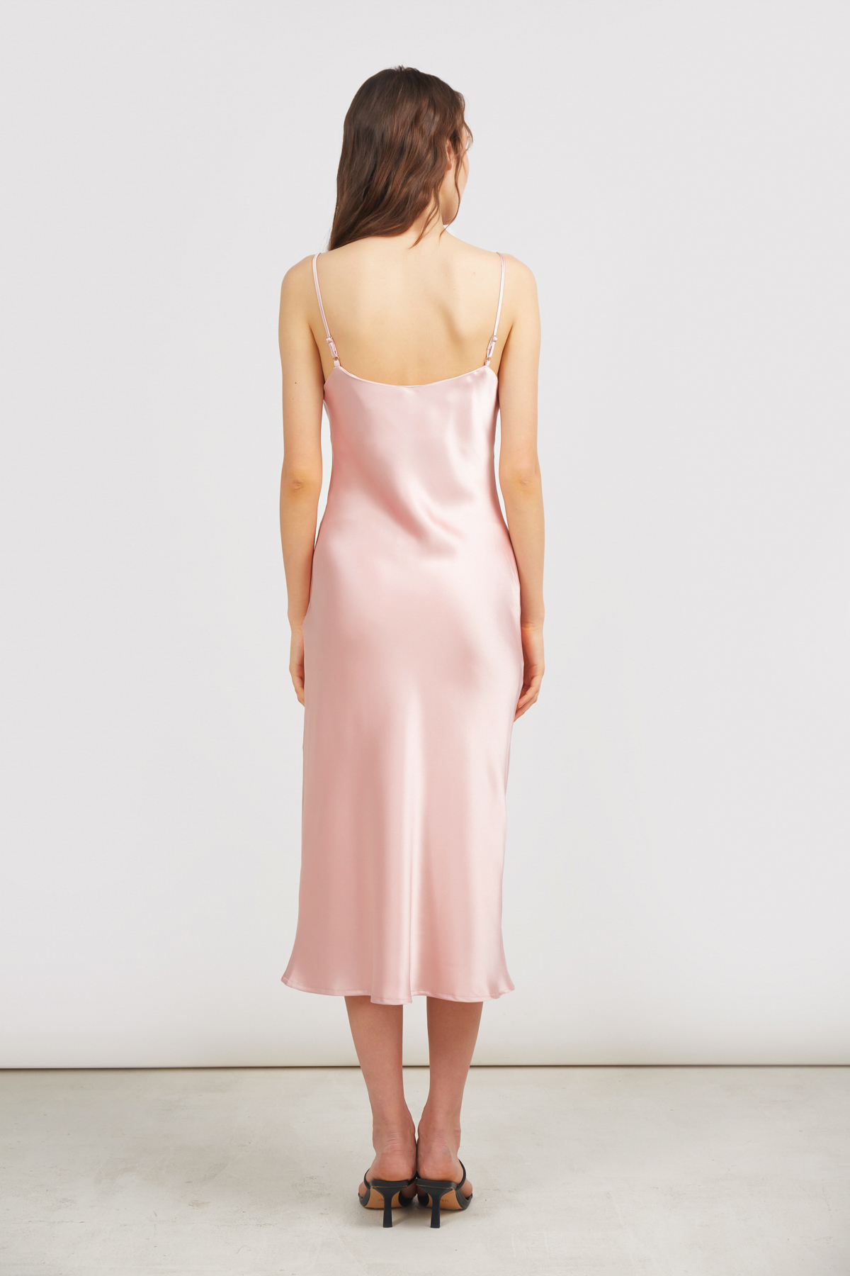 Сукня-комбінація зі щільного сатину пудрового кольору, фото 5
