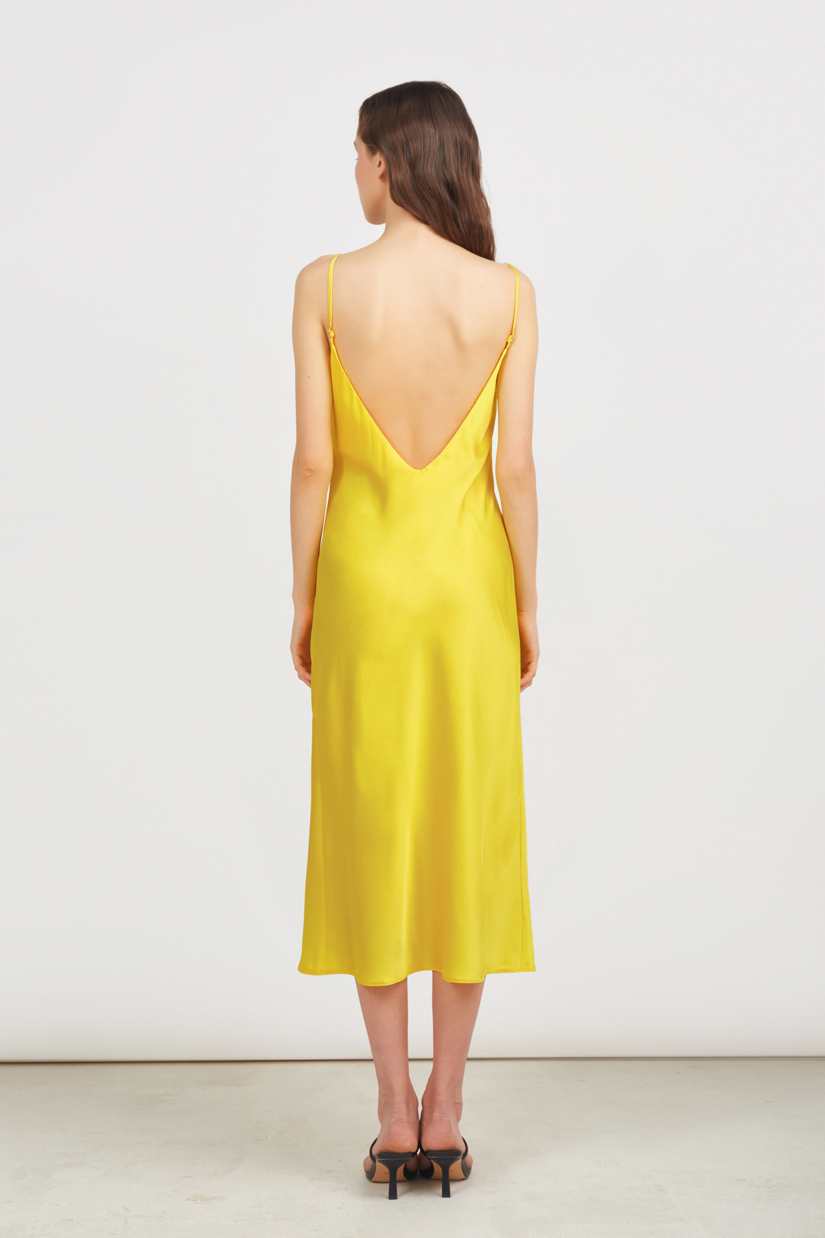 Сукня-комбінація лимонного кольору з відкритою спиною, фото 4