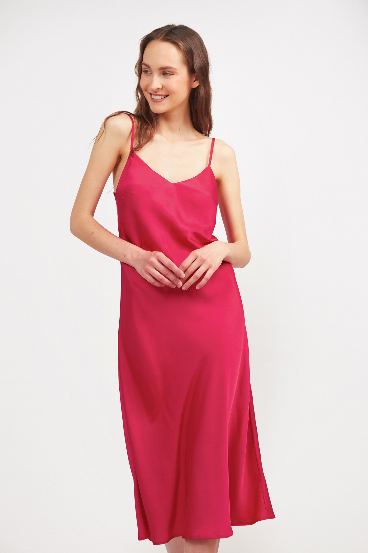 Dark pink midi slip dress, photo 1