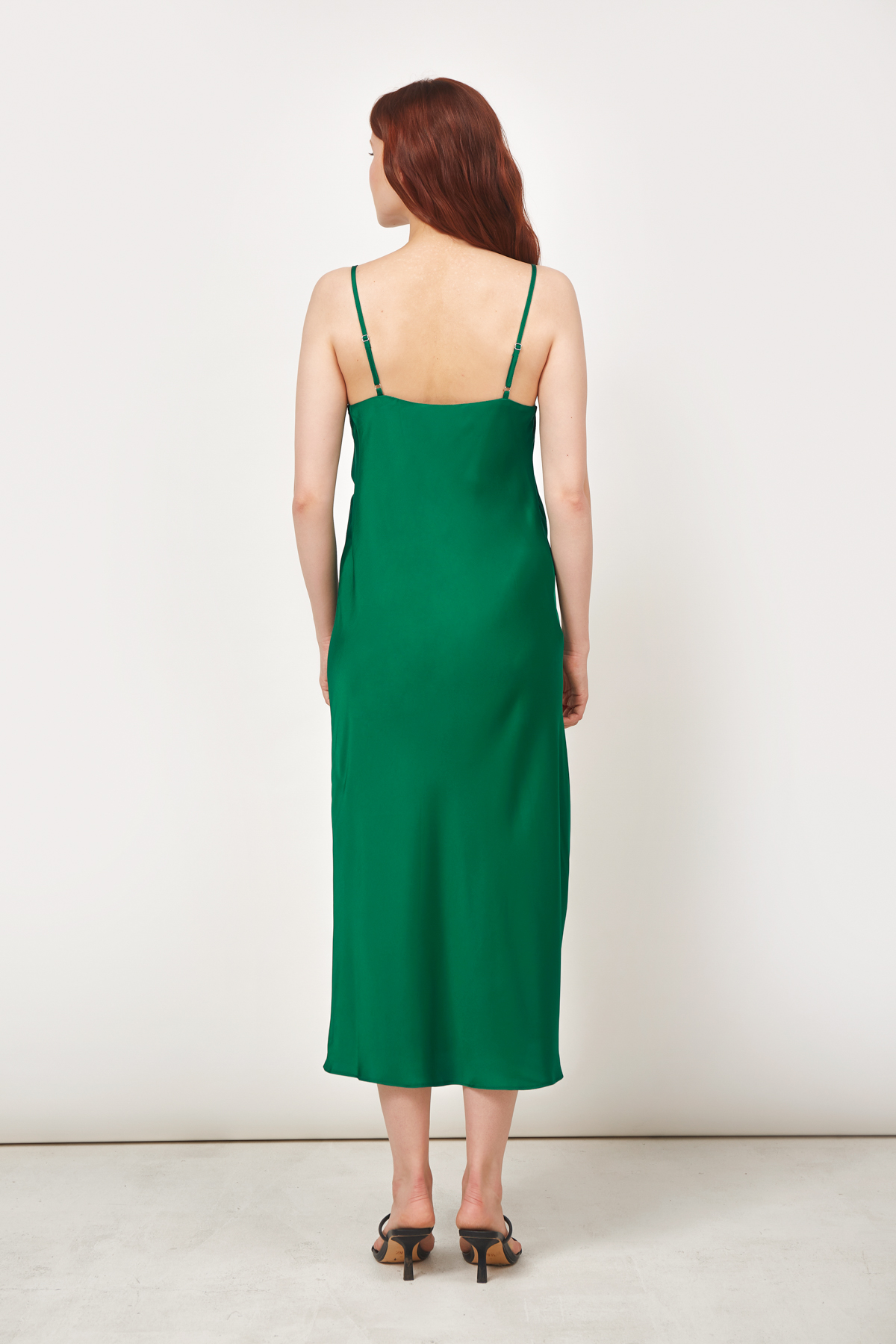 Сатинова сукня-комбінація зеленого кольору, фото 4