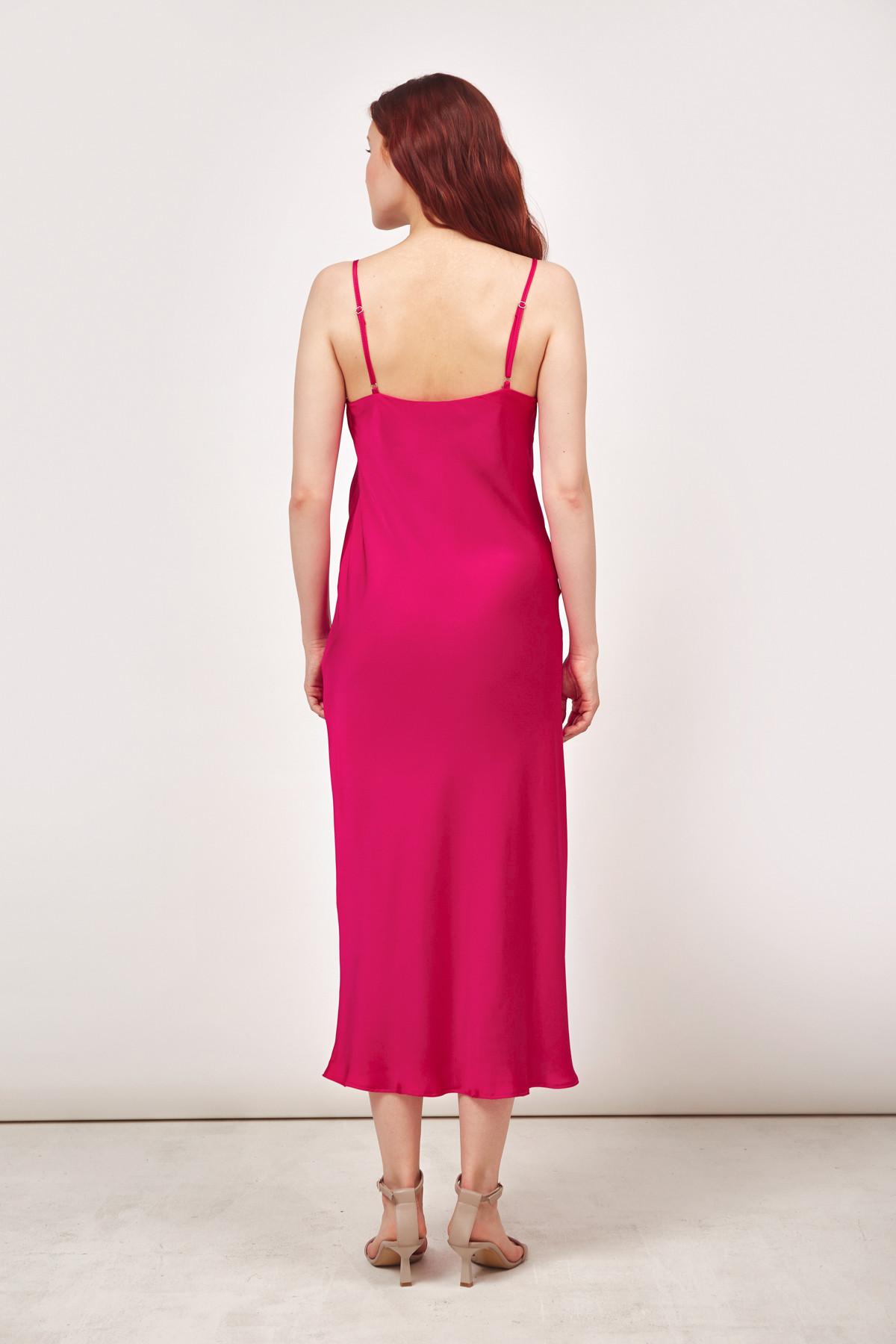 Сатинова сукня-комбінація кольору фуксія, фото 5