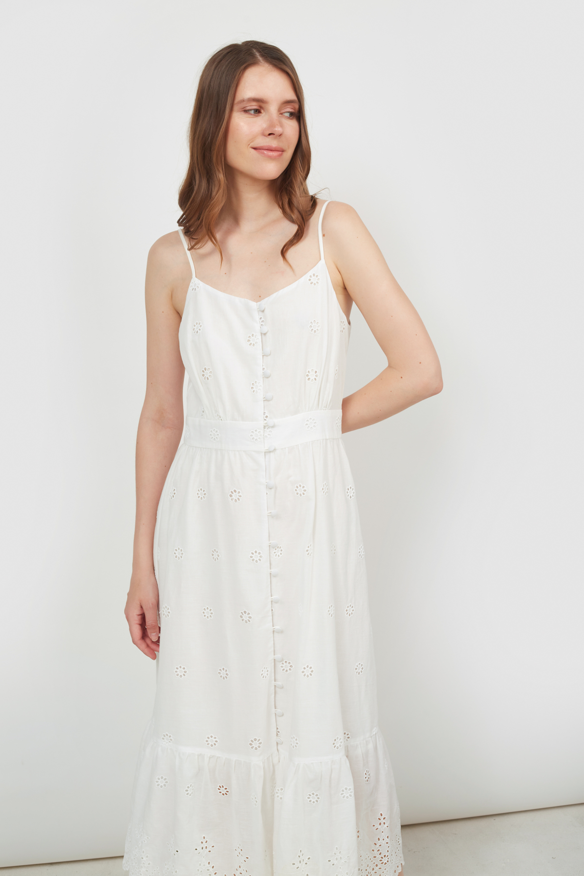 White cotton midi sundress, photo 3