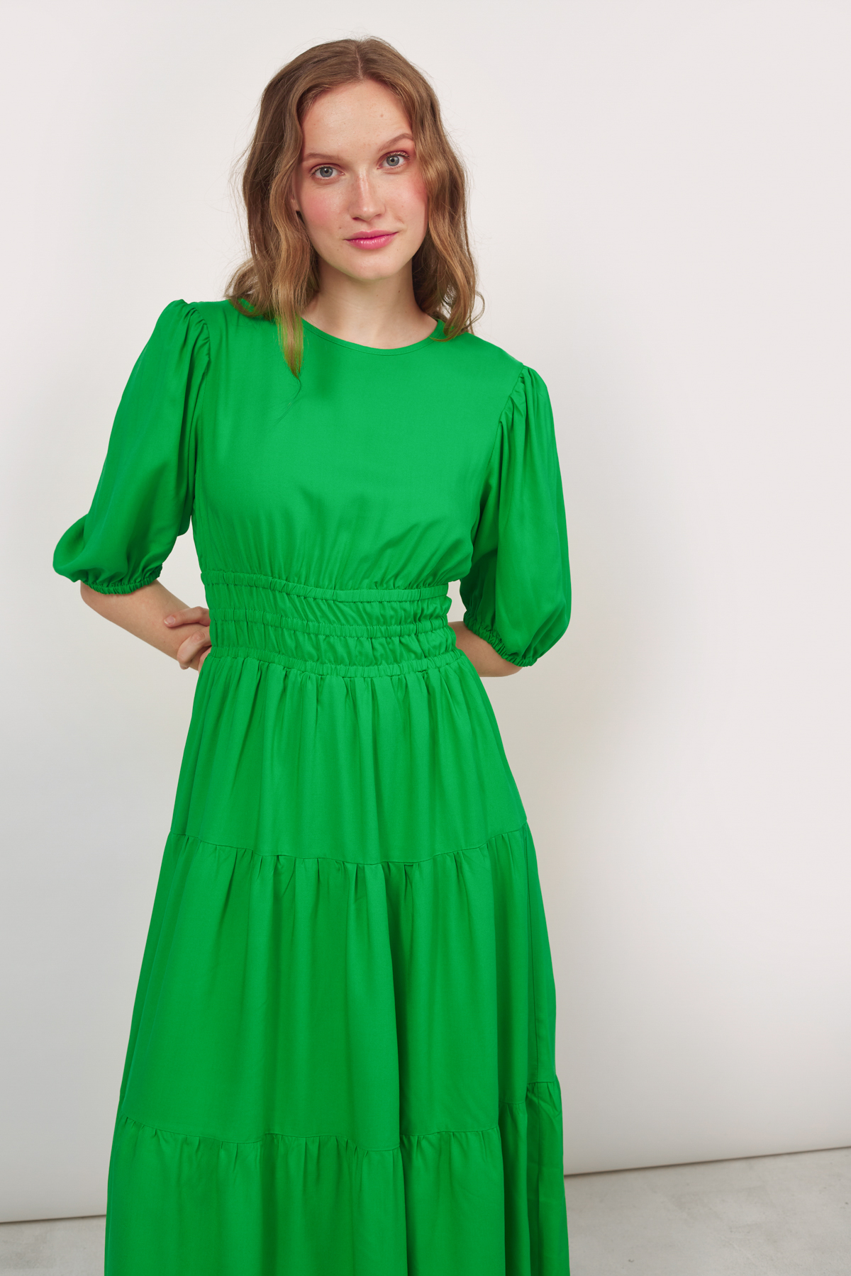 Green viscose midi dress, photo 1