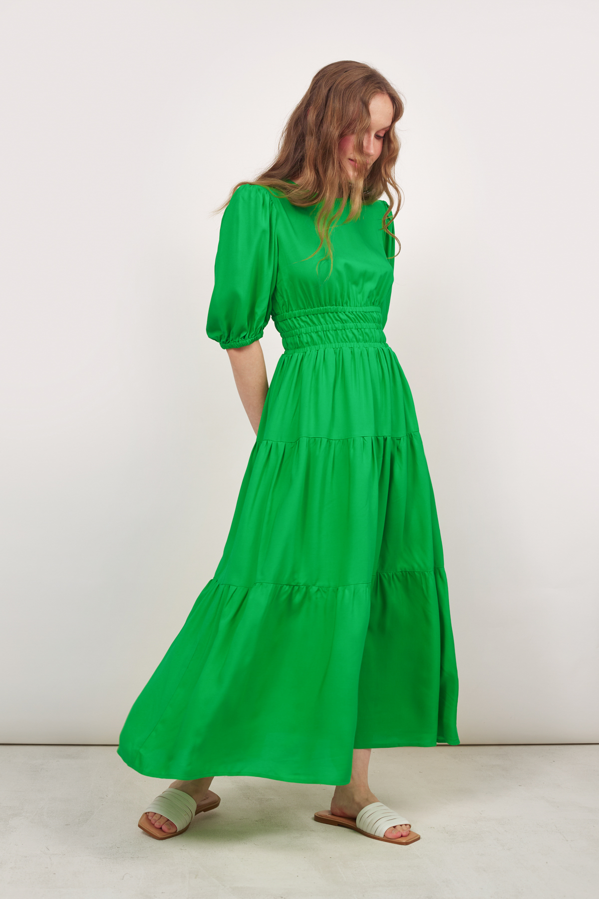 Green viscose midi dress, photo 2