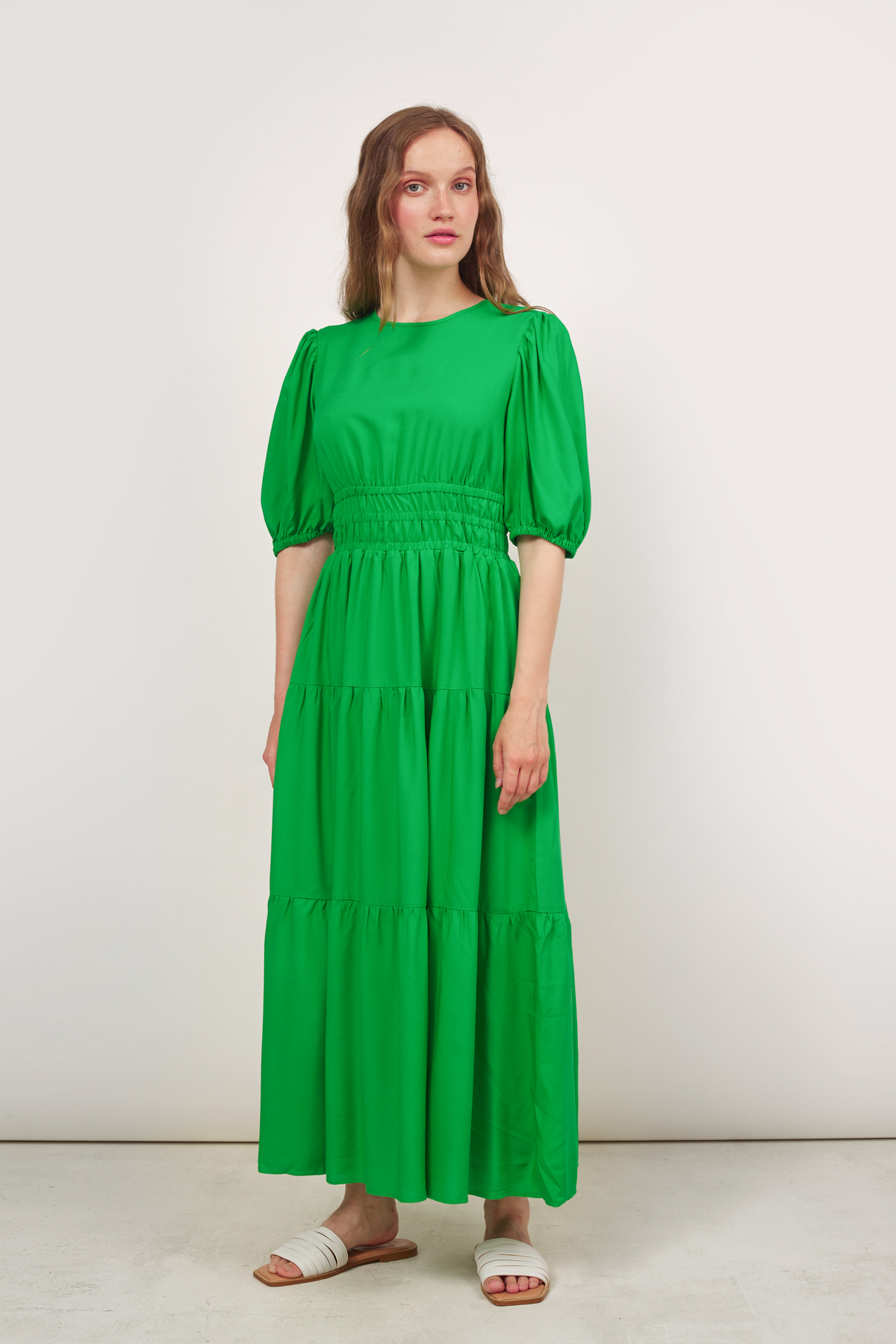 Green viscose midi dress, photo 3