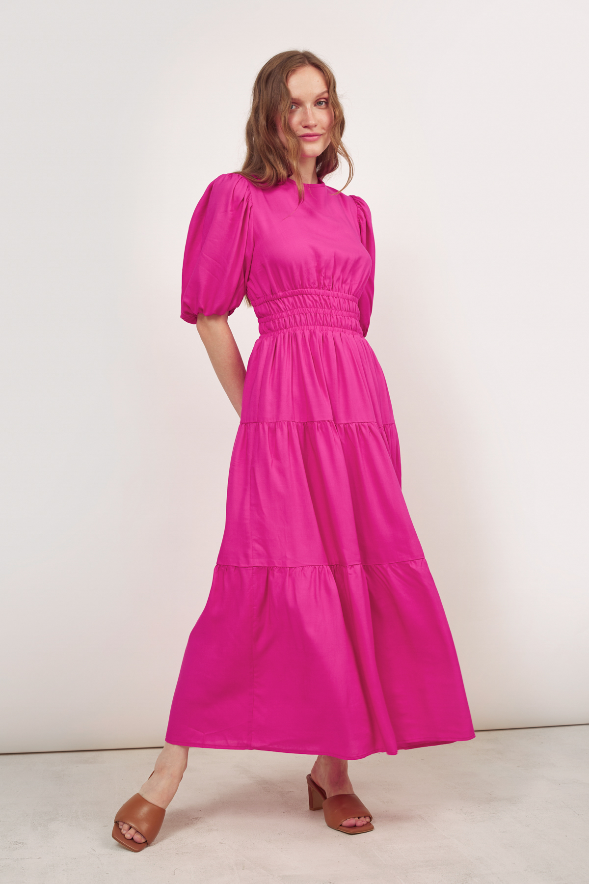Сукня міді з віскози кольору фуксії, фото 1