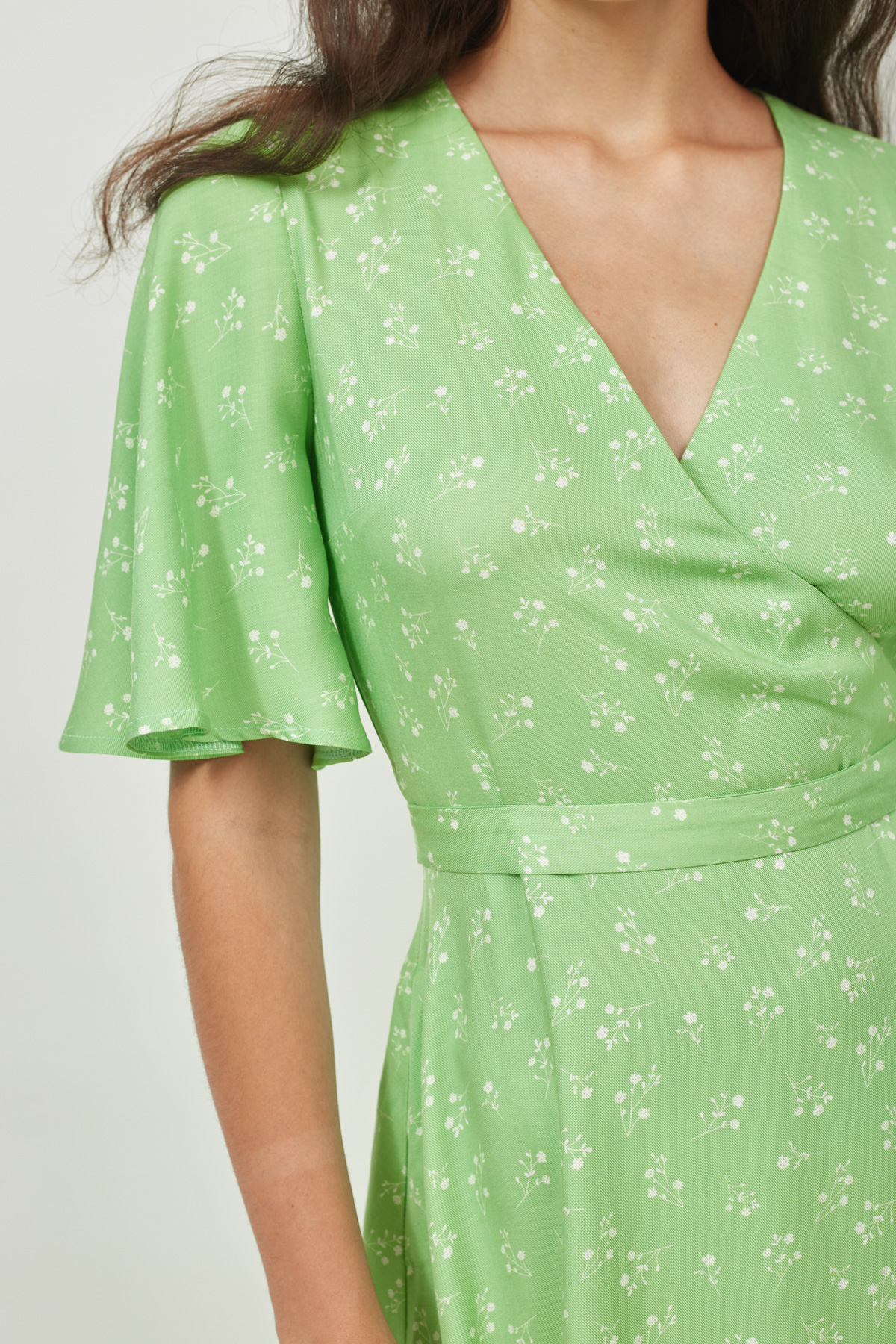 Midi dress in mint viscose with floral print, photo 4
