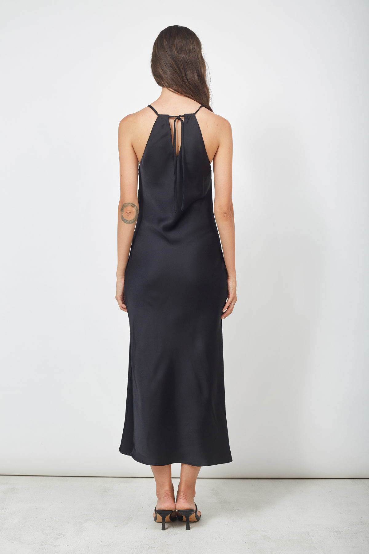 Сукня-комбінація зі щільного сатину чорного кольору, фото 3