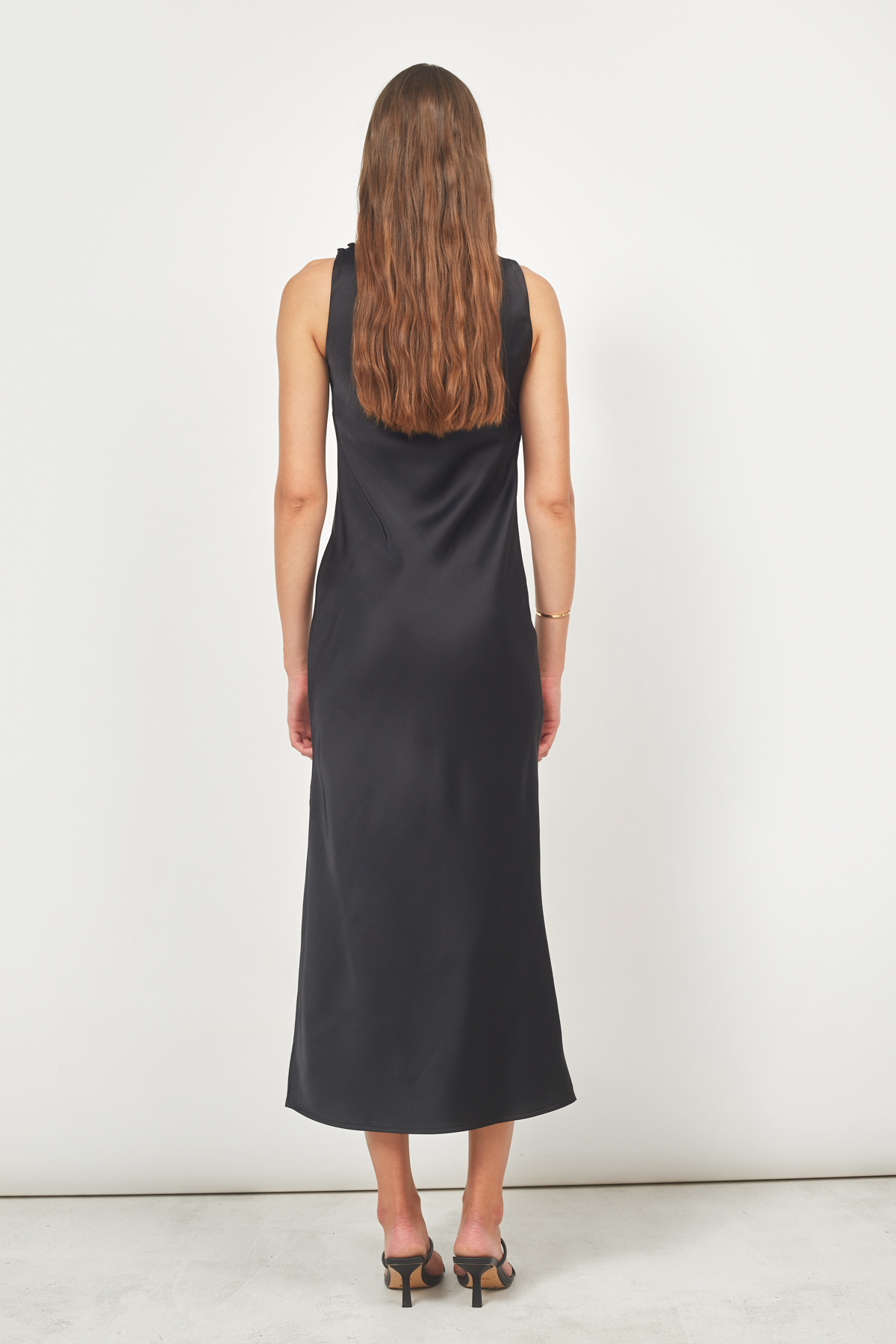 Сукня міді зі щільного сатину чорного кольору, фото 4