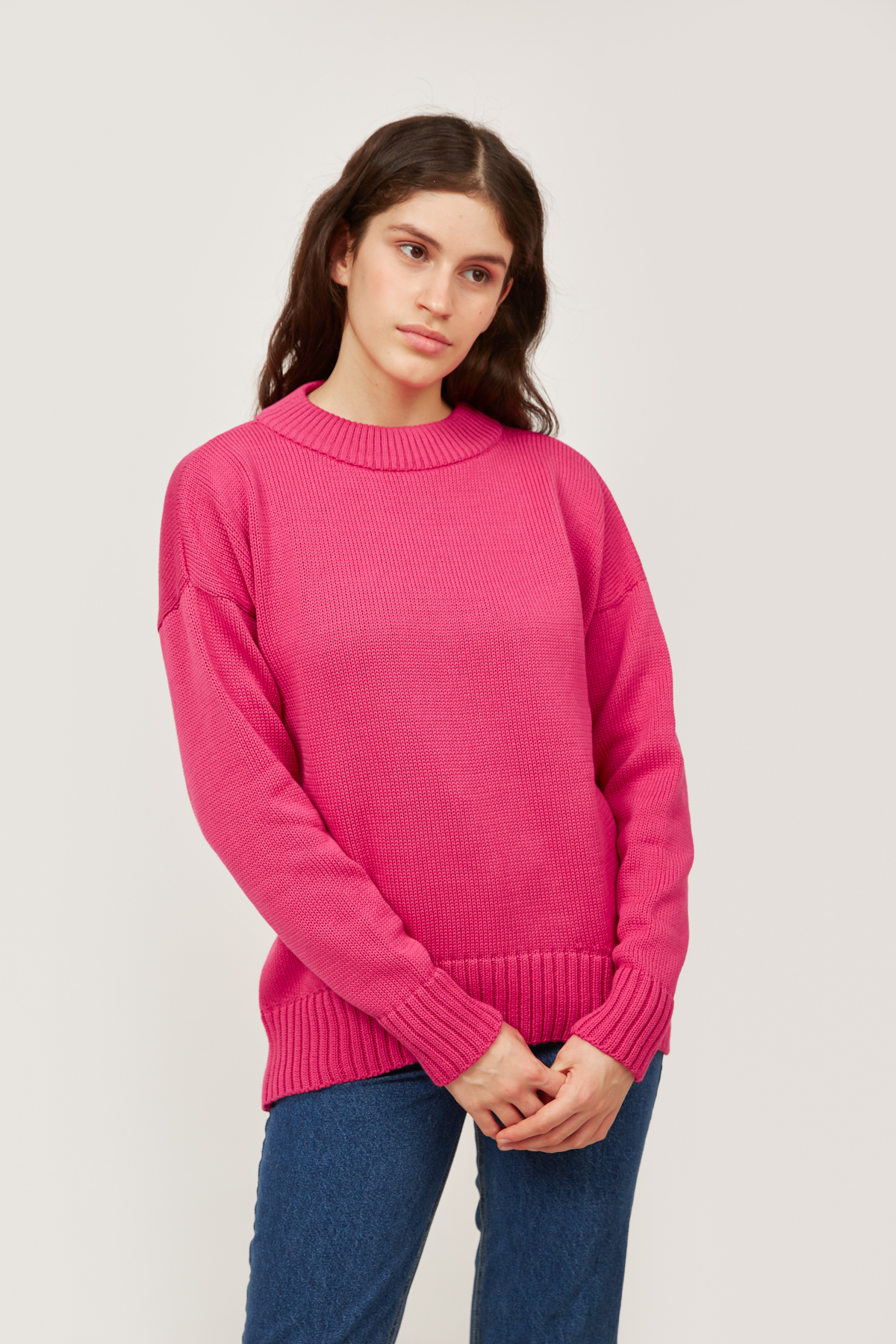 Бавовняний светр кольору фуксії, фото 1