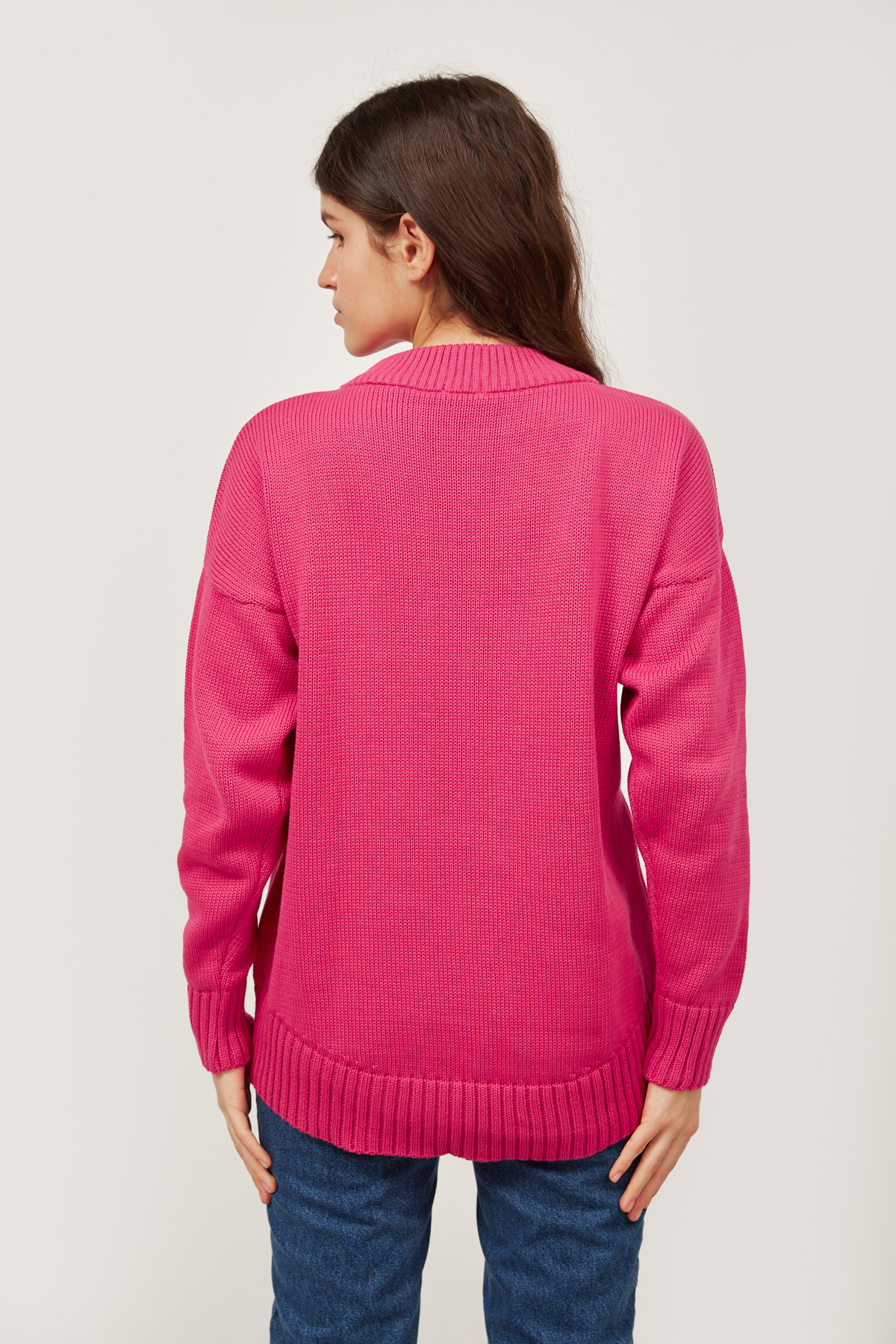 Бавовняний светр кольору фуксії, фото 4