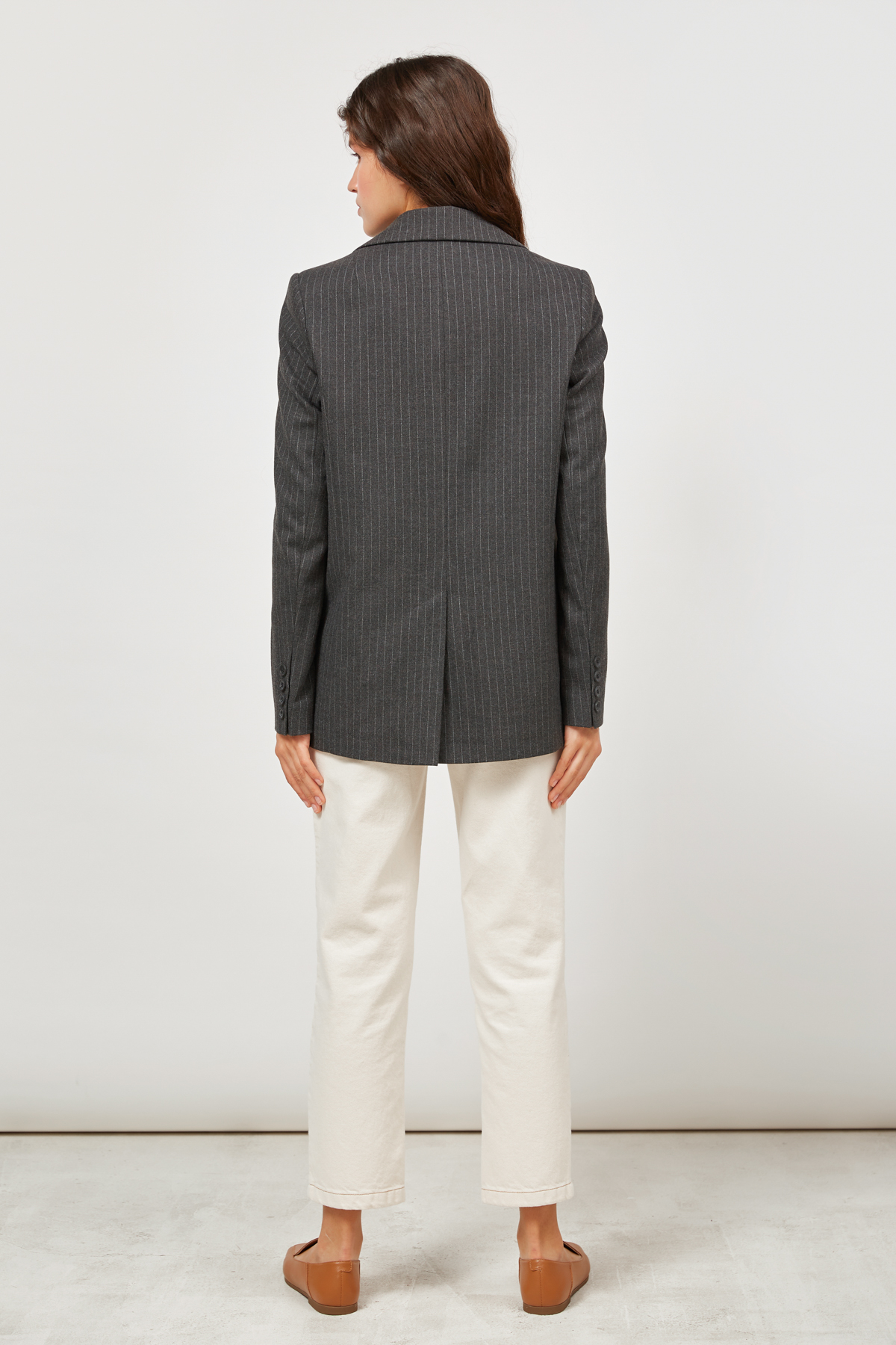 Grey straight cut striped jacket, photo 5