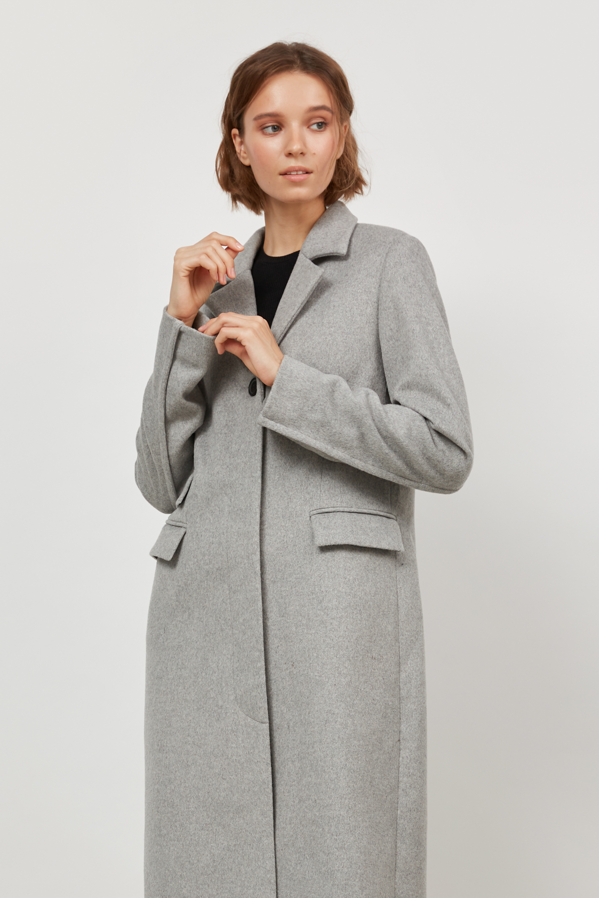 Gray long wool coat, photo 3