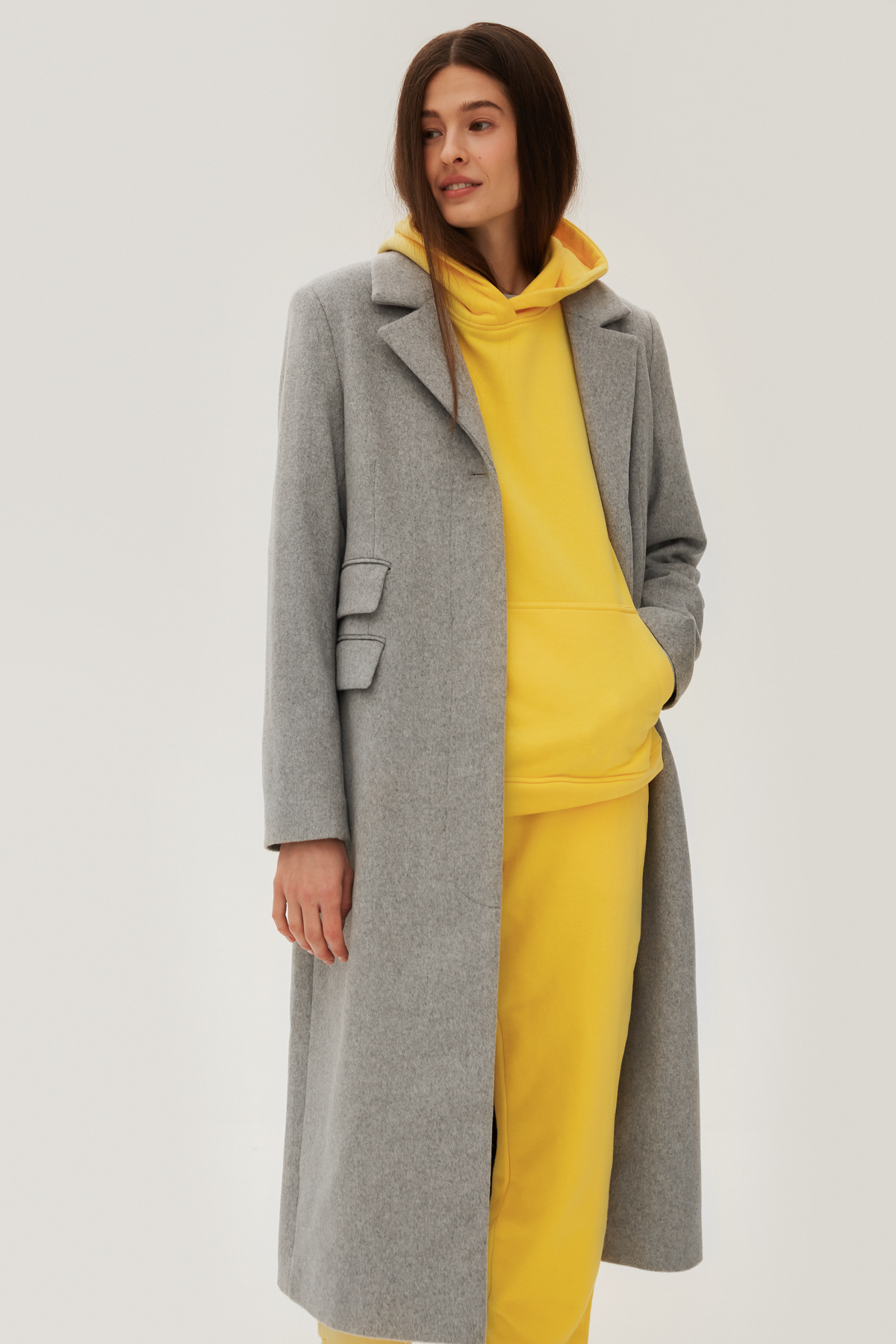 Gray long wool coat, photo 7