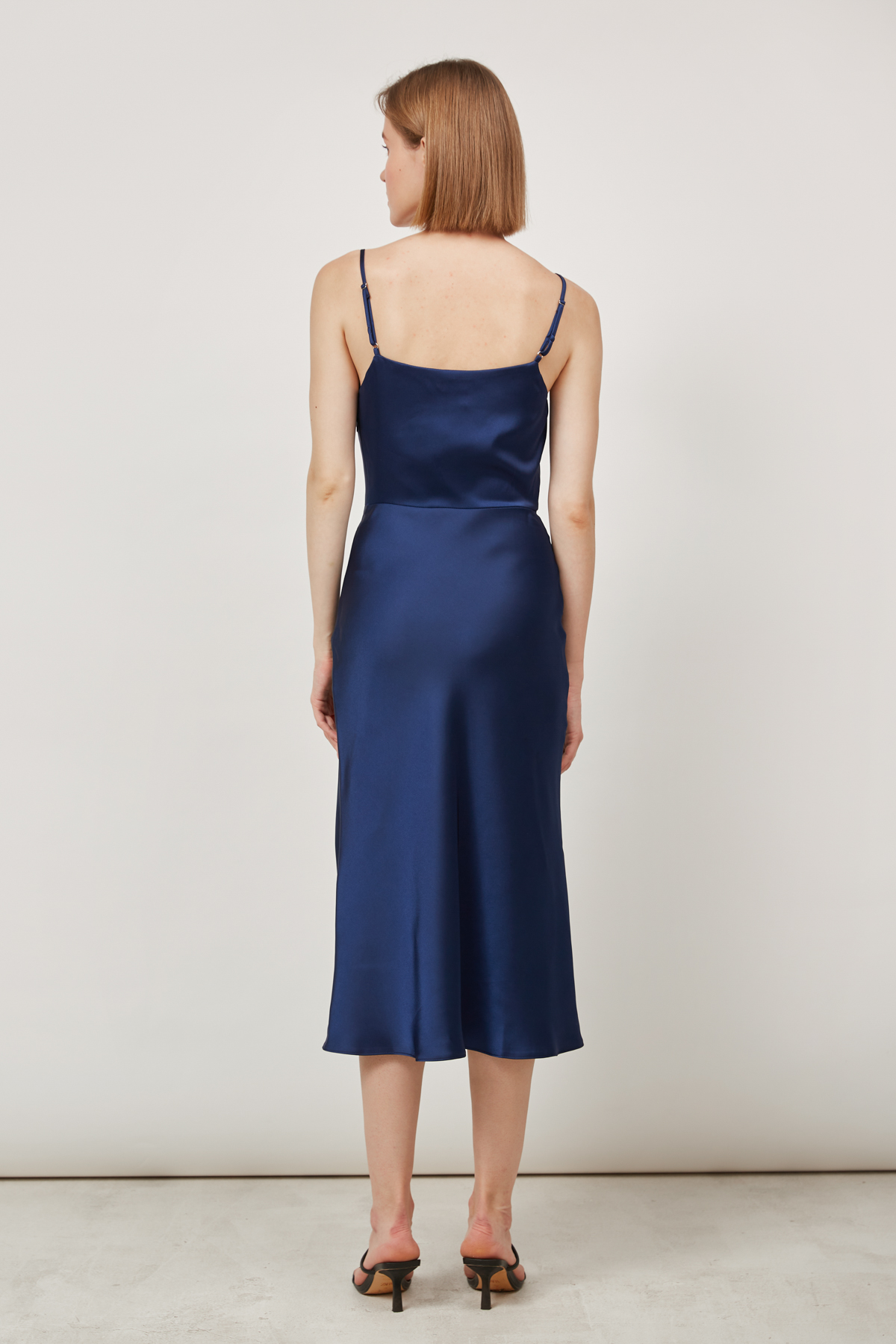 Dark blue satin slip dress , photo 4