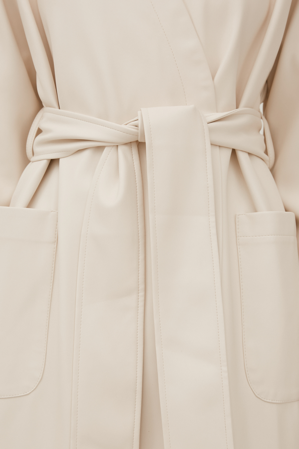 Сукня міді на затин з екошкіри молочного кольору, фото 4