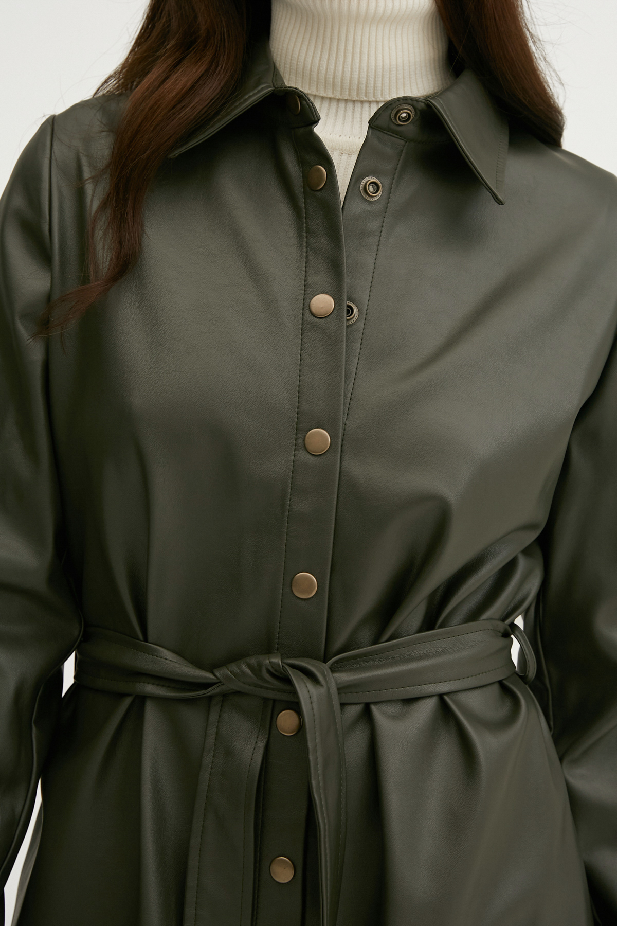 Dark green eco-leather short dress , photo 4