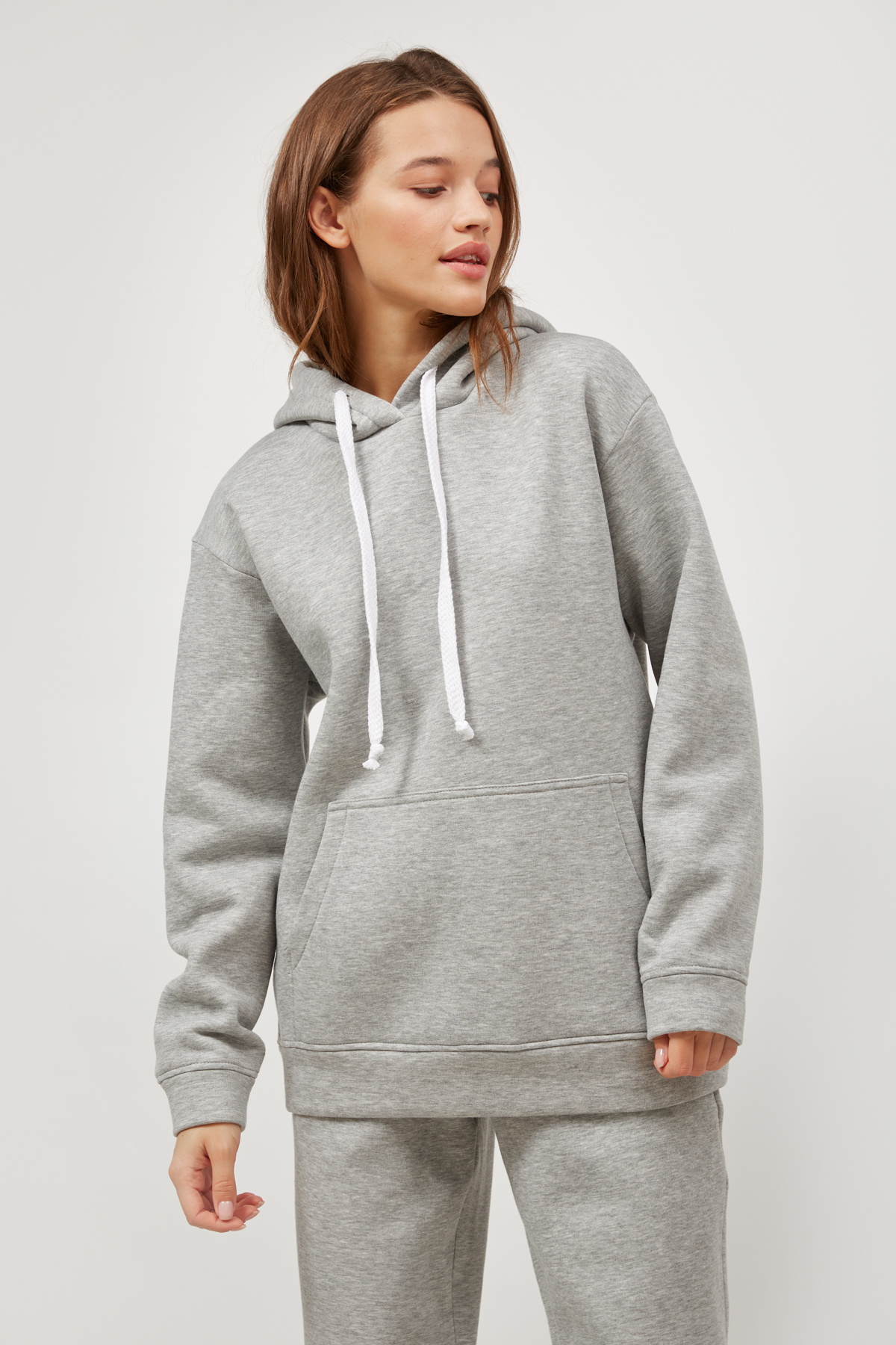 Gray oversized fleece hoodie, photo 1