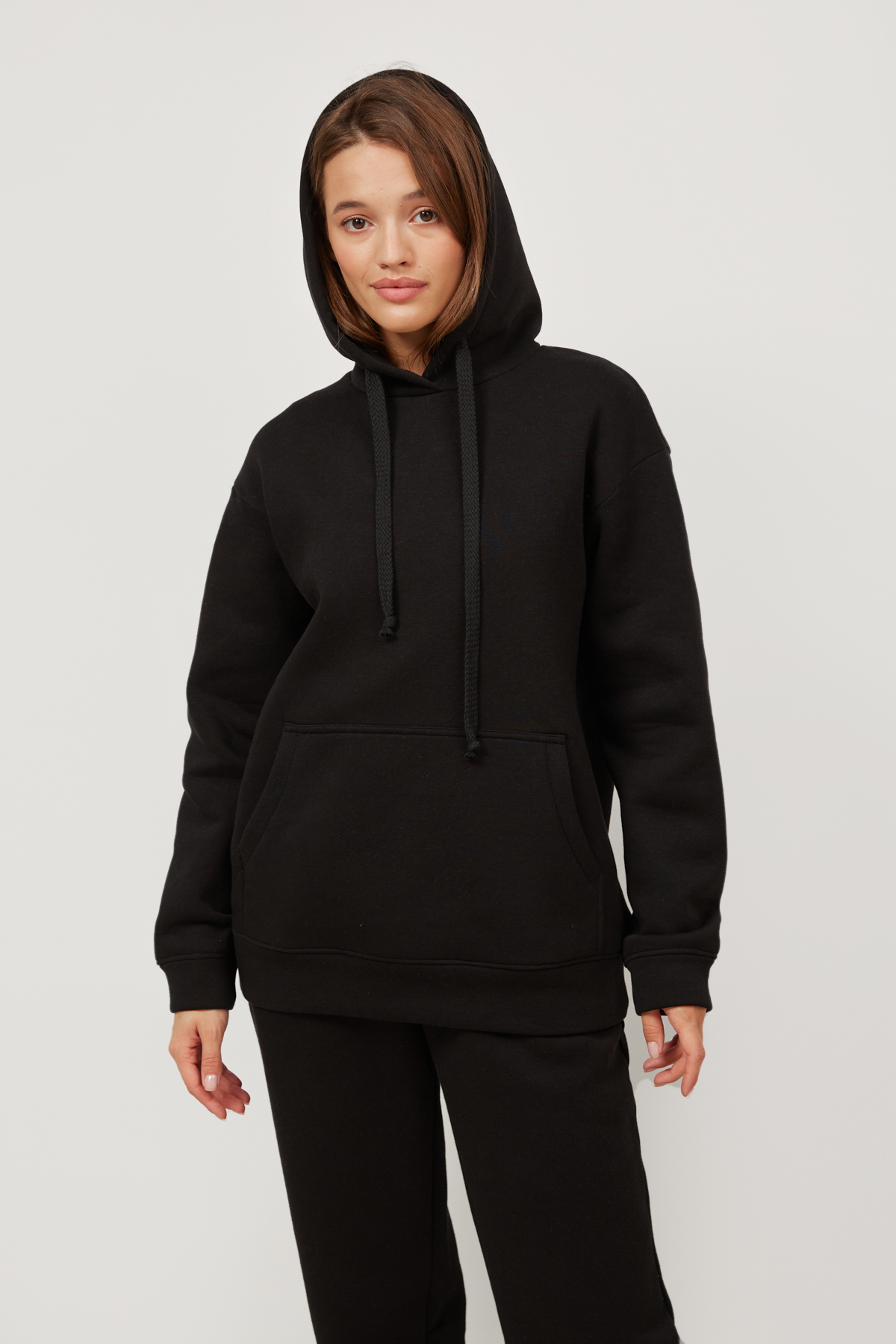 Black oversized fleece hoodie, photo 3