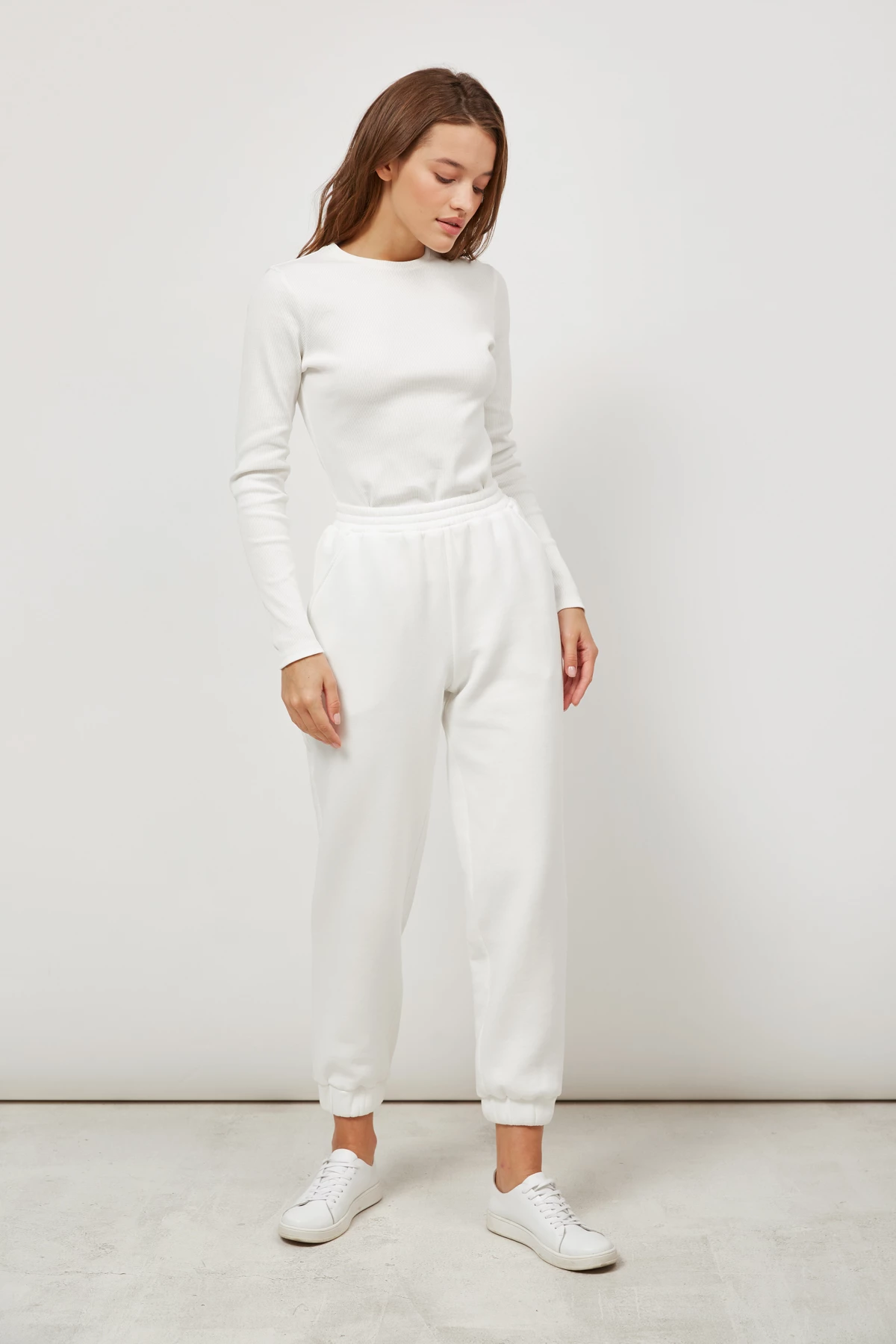 White jersey cropped joggers, photo 1