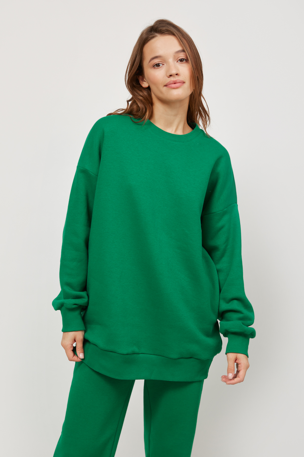 Green jersey sweatshirt with fleece, photo 2