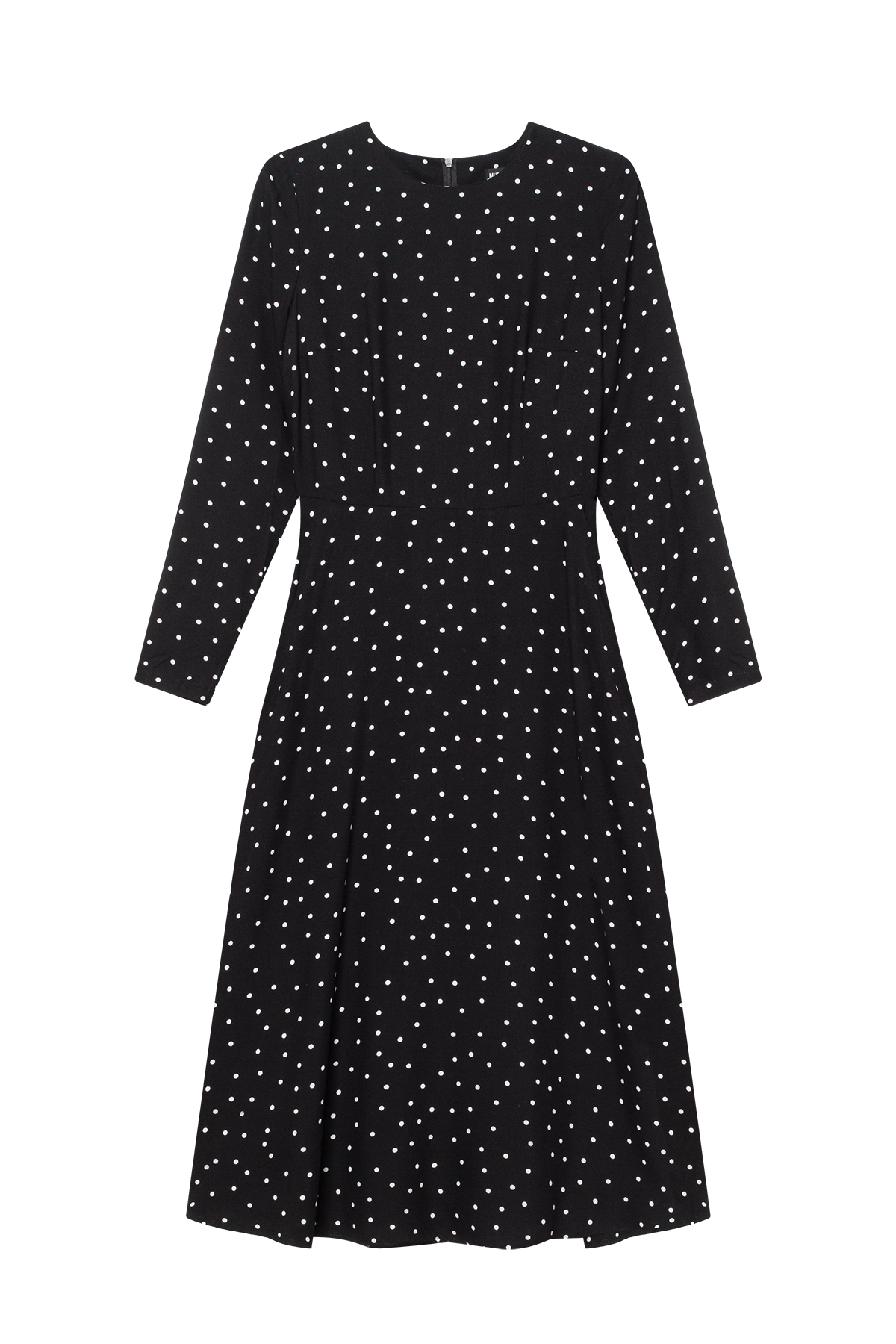 Loose viscose midi dress with white polka dots, photo 6