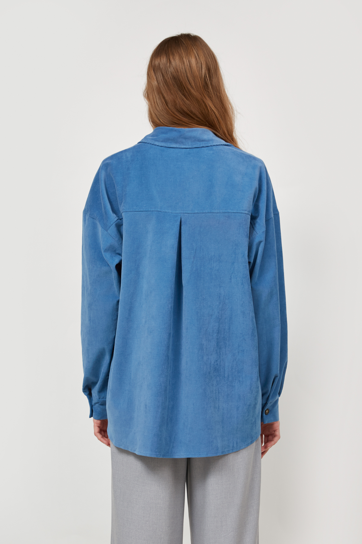 Куртка-сорочка вільного крою з синього вельвету, фото 4