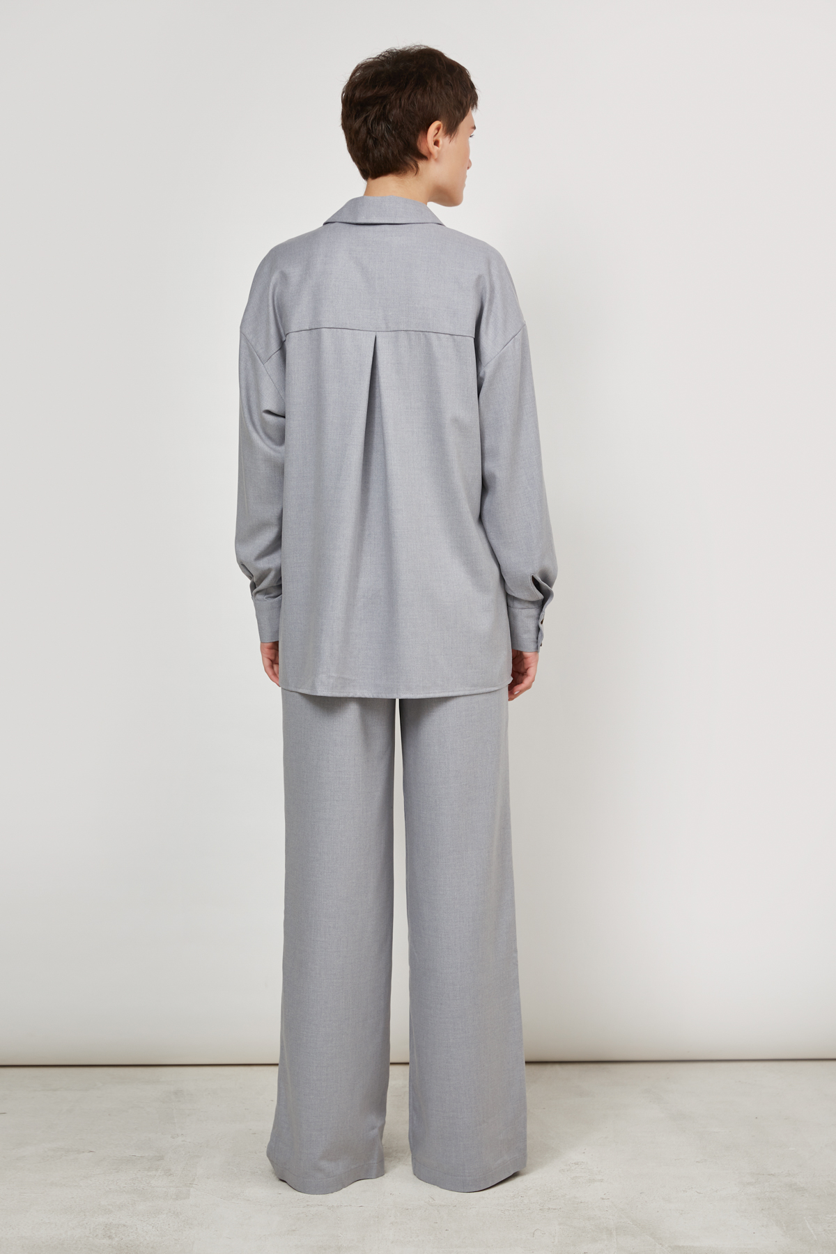 Wide-leg trousers with gray-blue viscose, photo 2