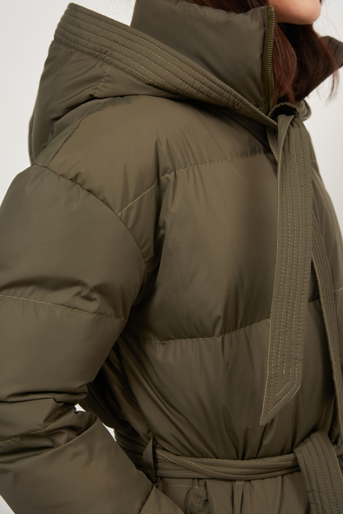 Куртка стьобана з утеплювачем  кольору хакі, фото 5